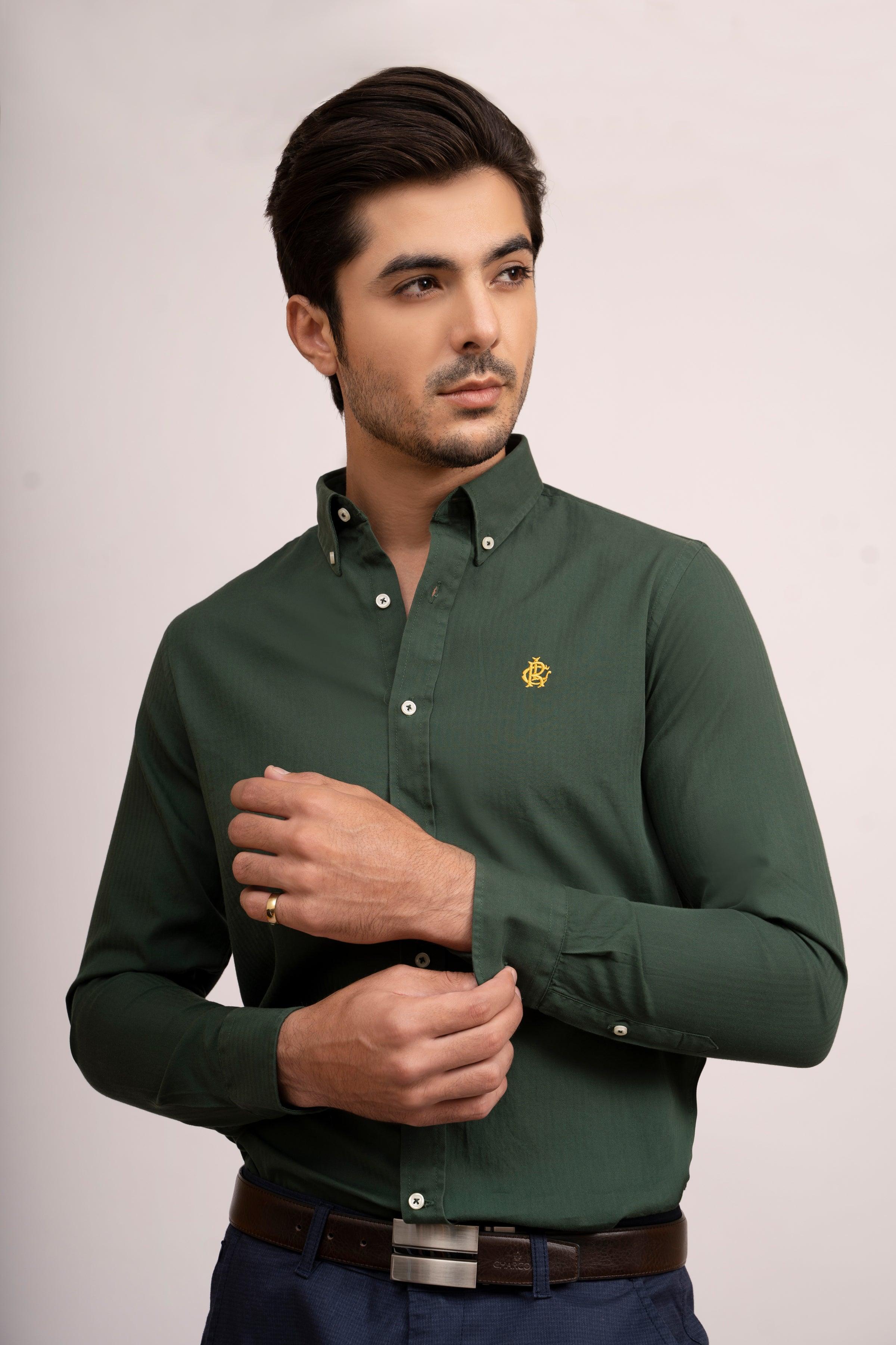 SEMI CASUAL SHIRT GREEN at Charcoal Clothing