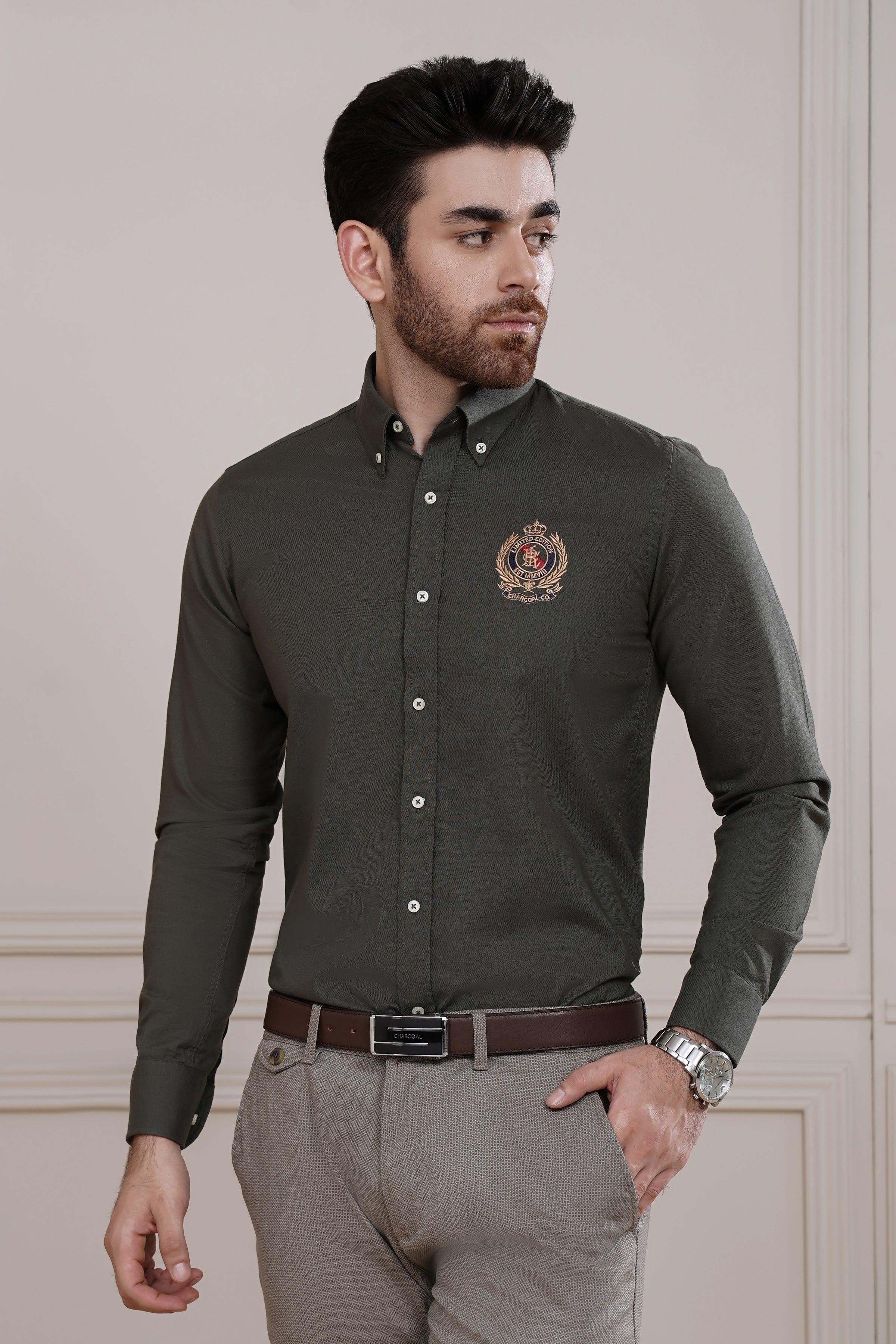 SEMI CASUAL SHIRT GREEN at Charcoal Clothing