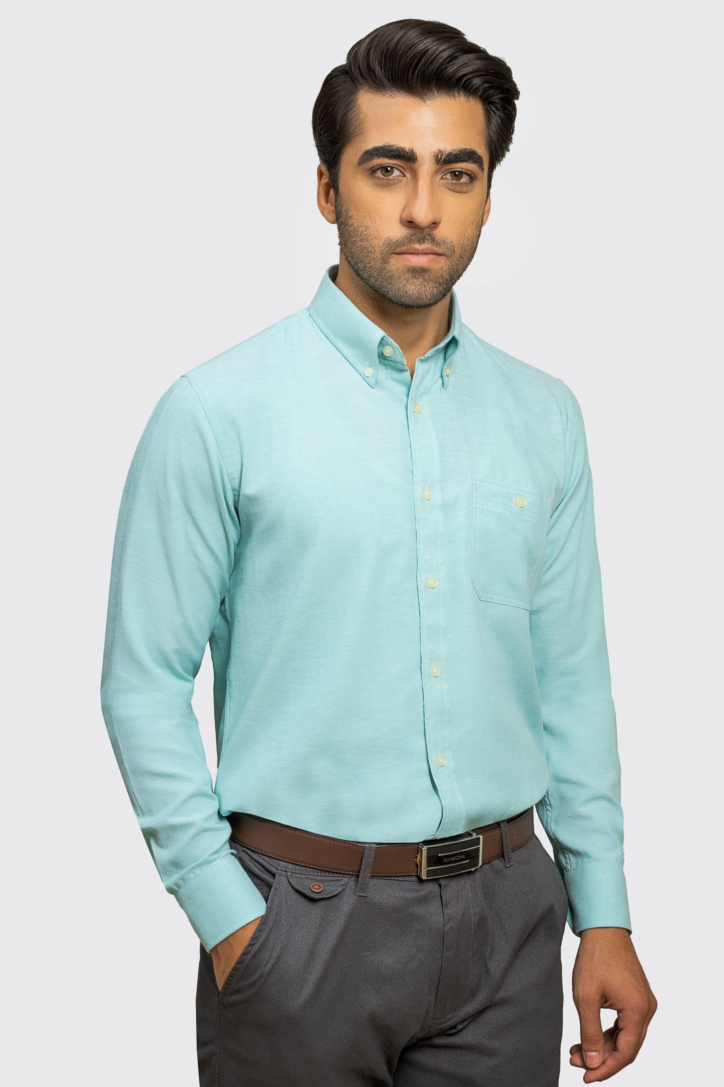 SEMI CASUAL SHIRT GREEN at Charcoal Clothing
