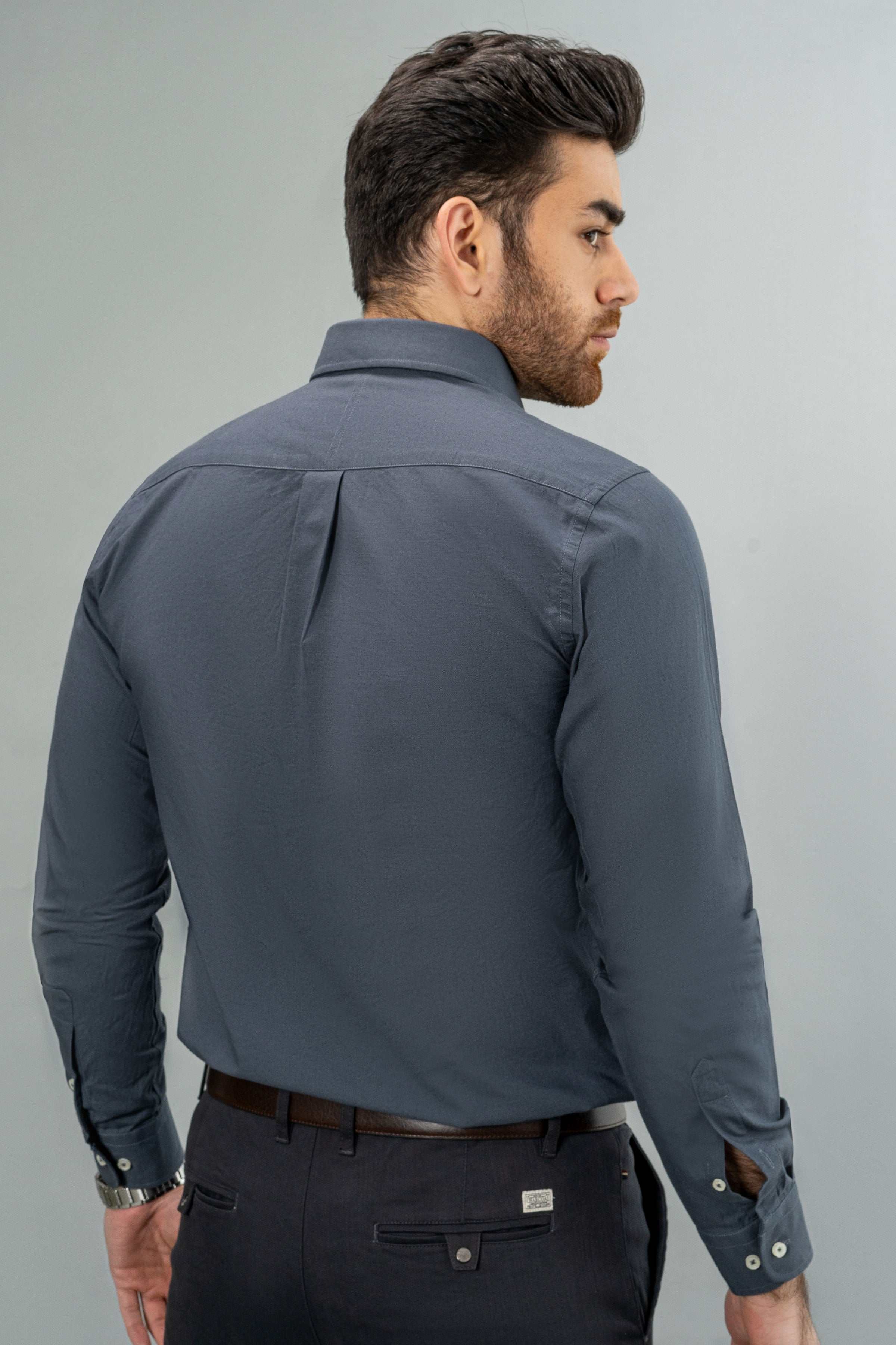 SEMI CASUAL SHIRT GREY at Charcoal Clothing