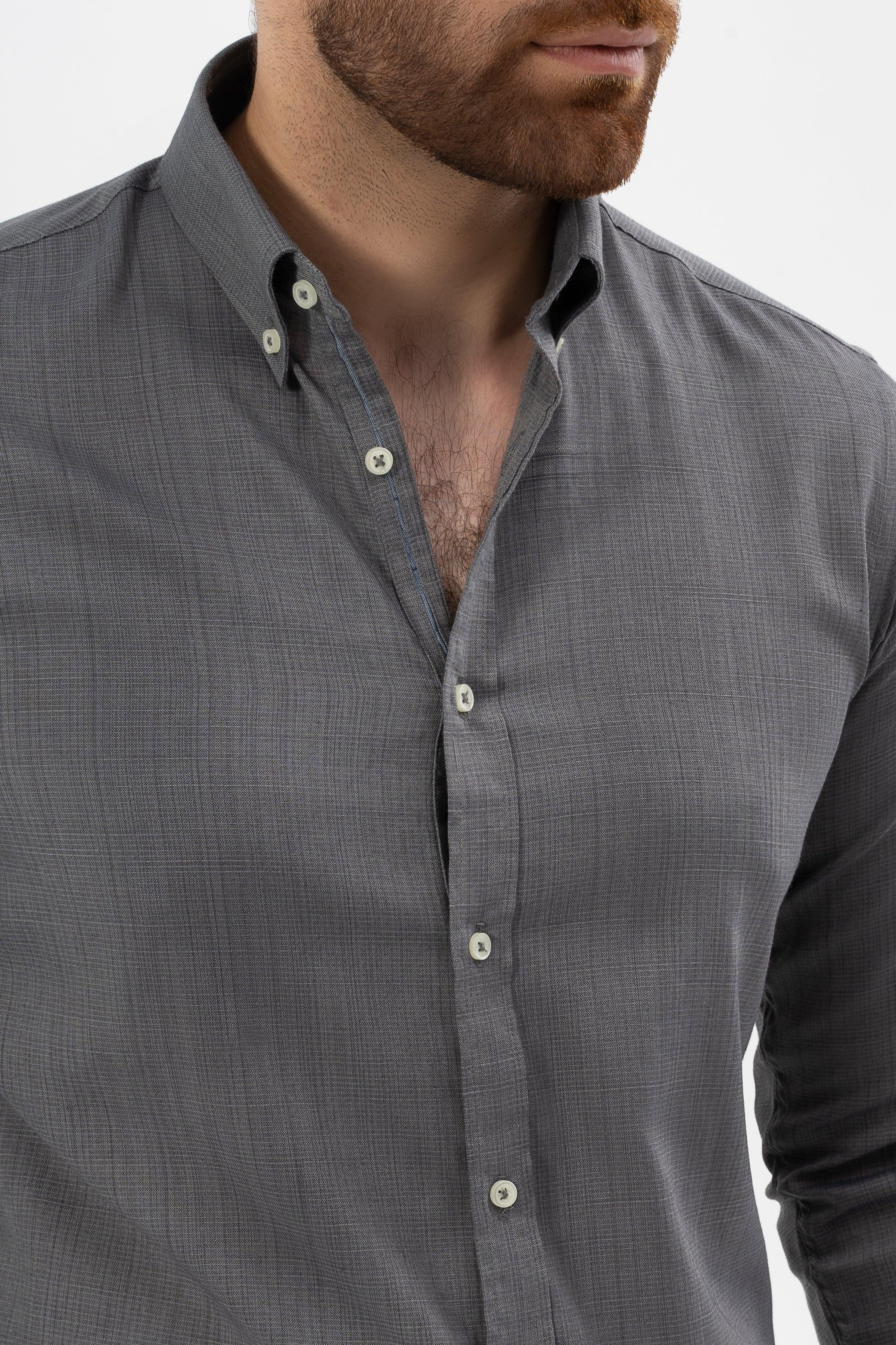 SEMI CASUAL SHIRT GREY at Charcoal Clothing