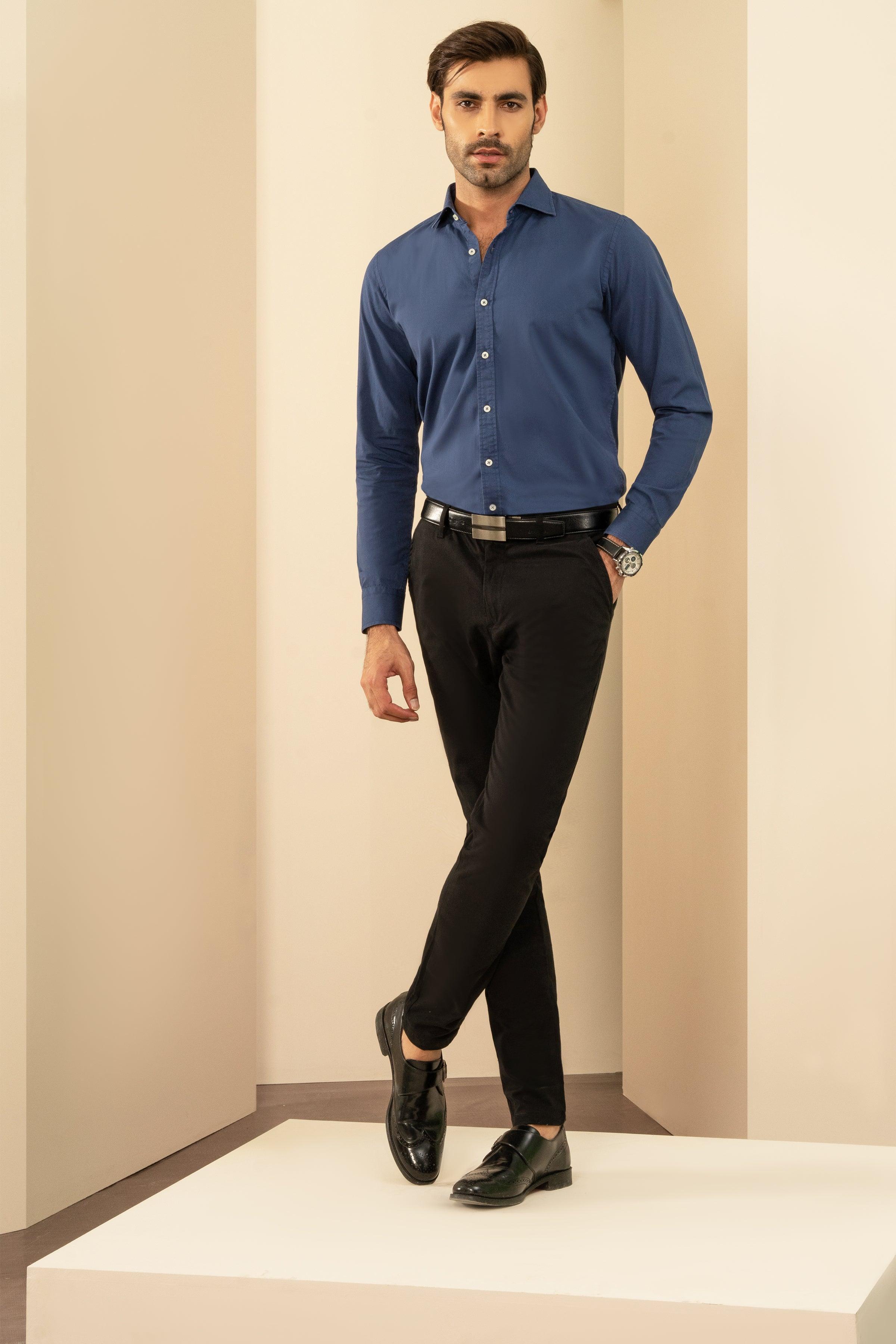 SEMI CASUAL SHIRT INDIGO BLUE at Charcoal Clothing