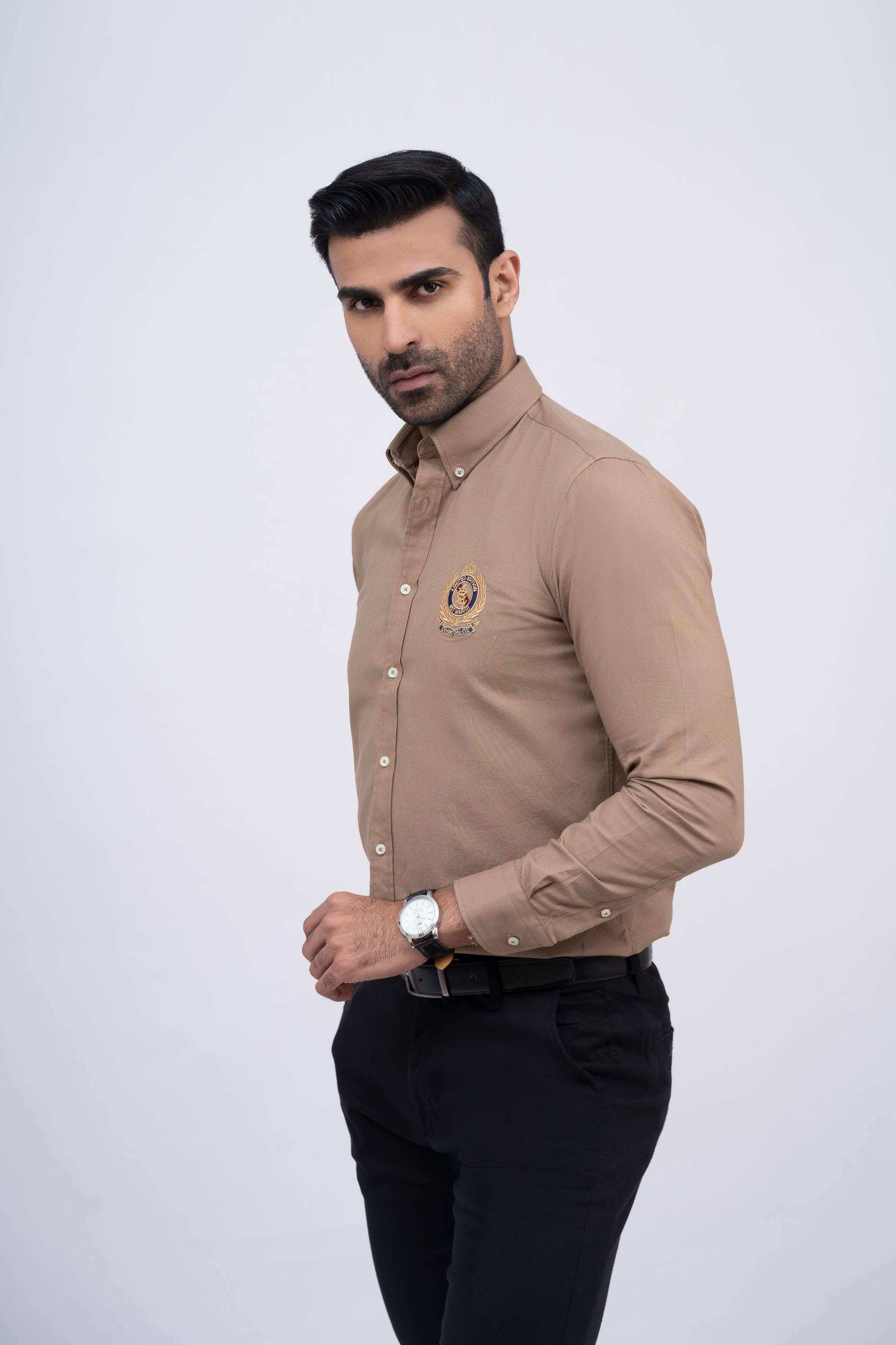 SEMI CASUAL SHIRT KHAKI at Charcoal Clothing