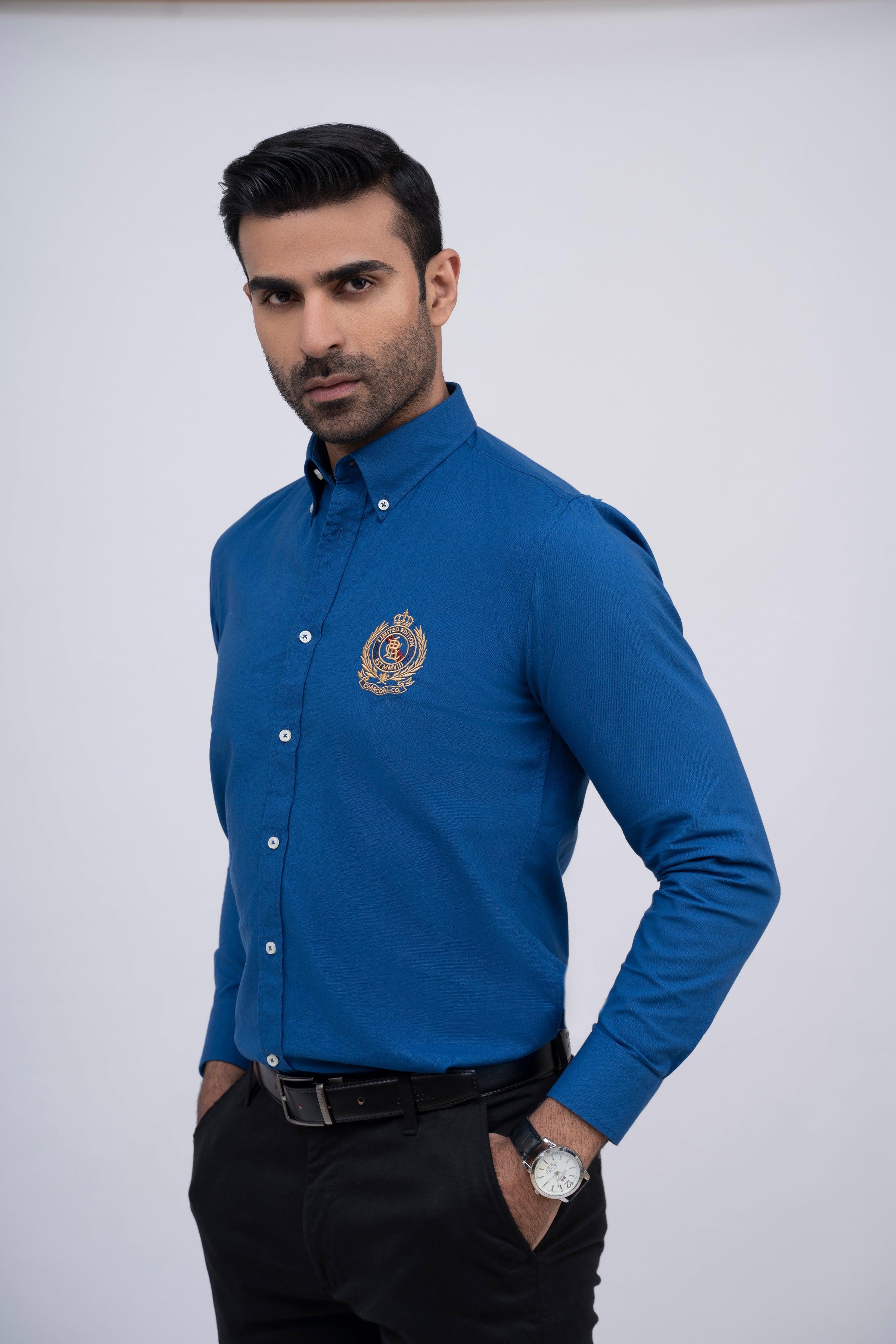 SEMI CASUAL SHIRT ROYAL BLUE at Charcoal Clothing