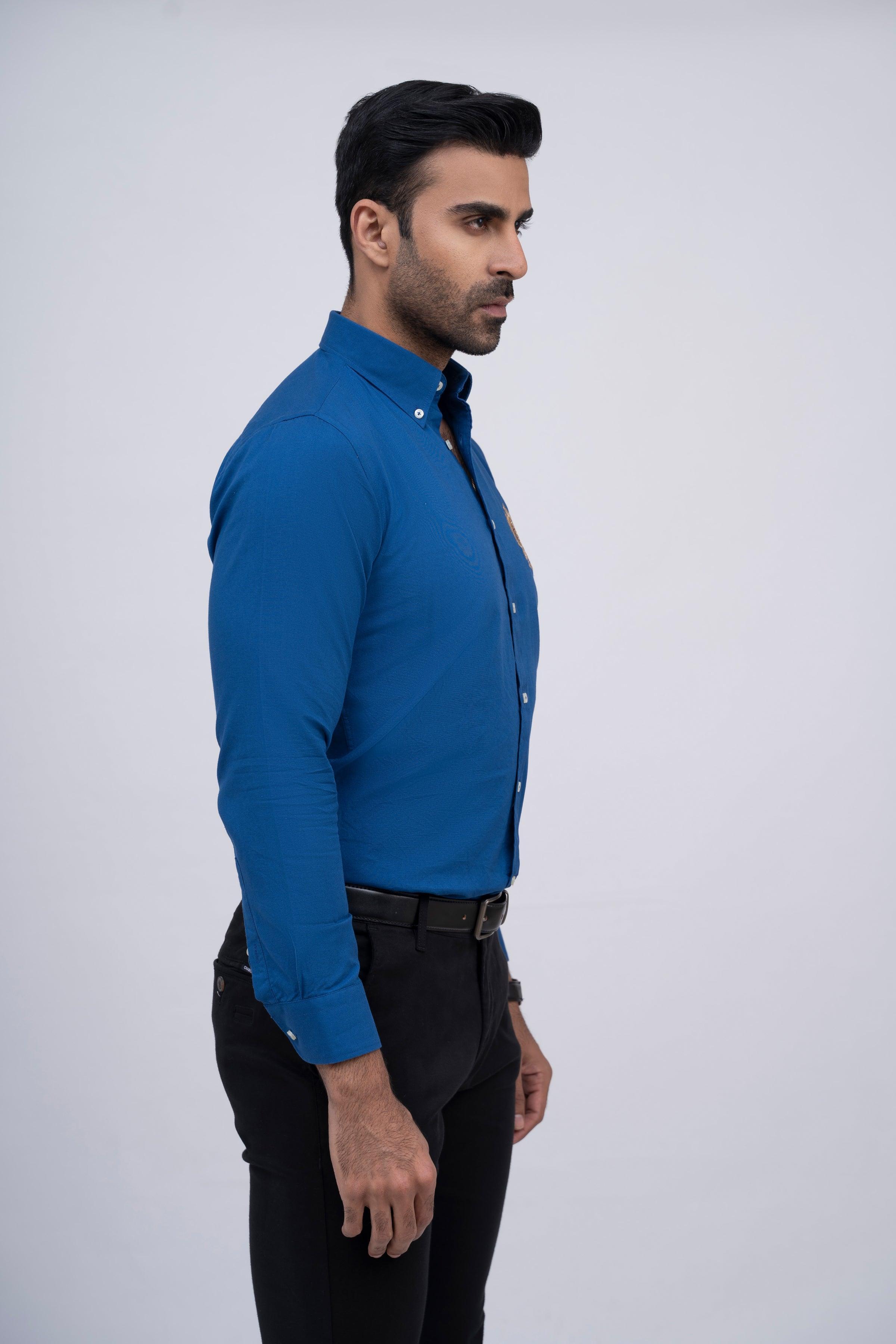 SEMI CASUAL SHIRT ROYAL BLUE at Charcoal Clothing