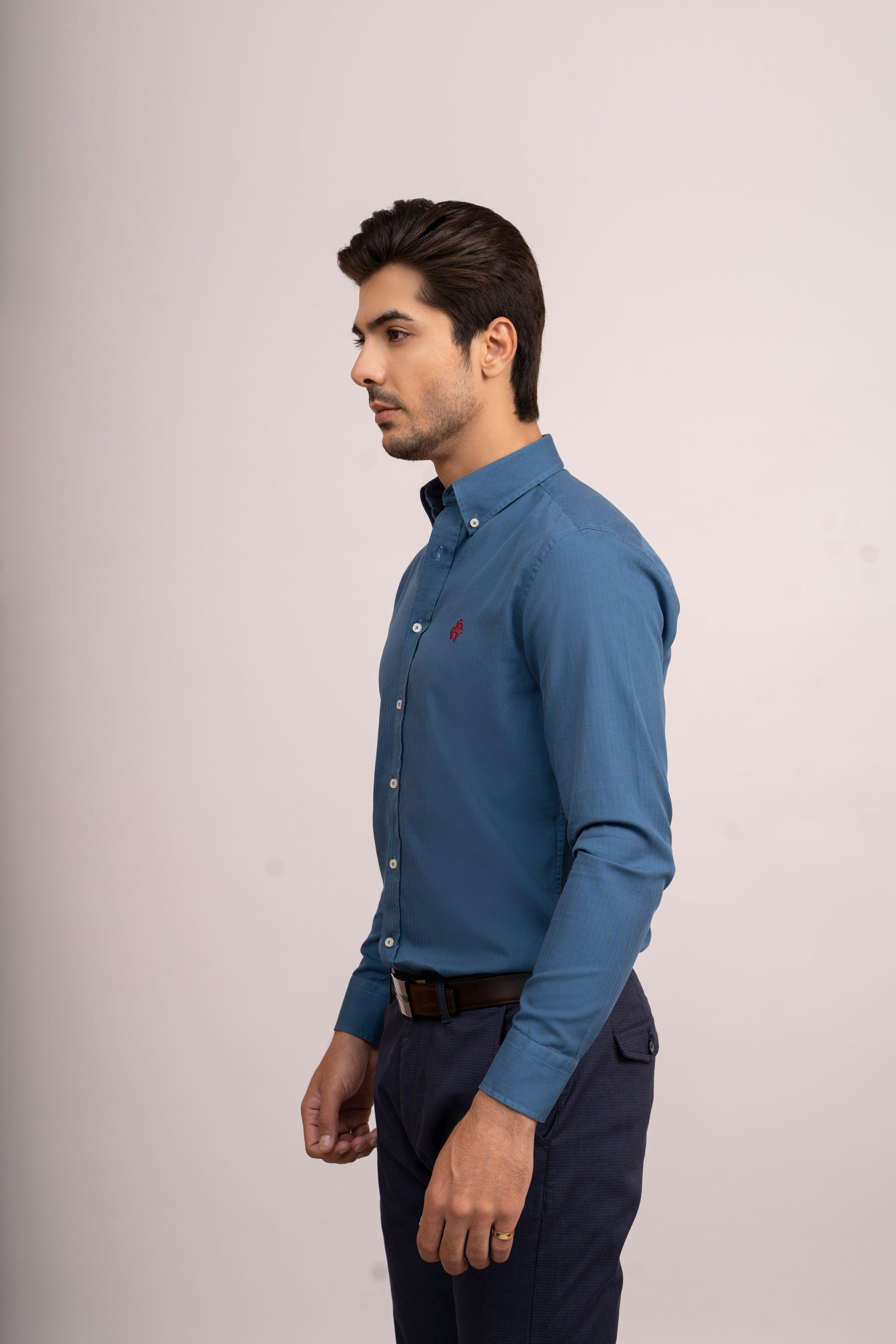 SEMI CASUAL SHIRT TEAL BLUE at Charcoal Clothing