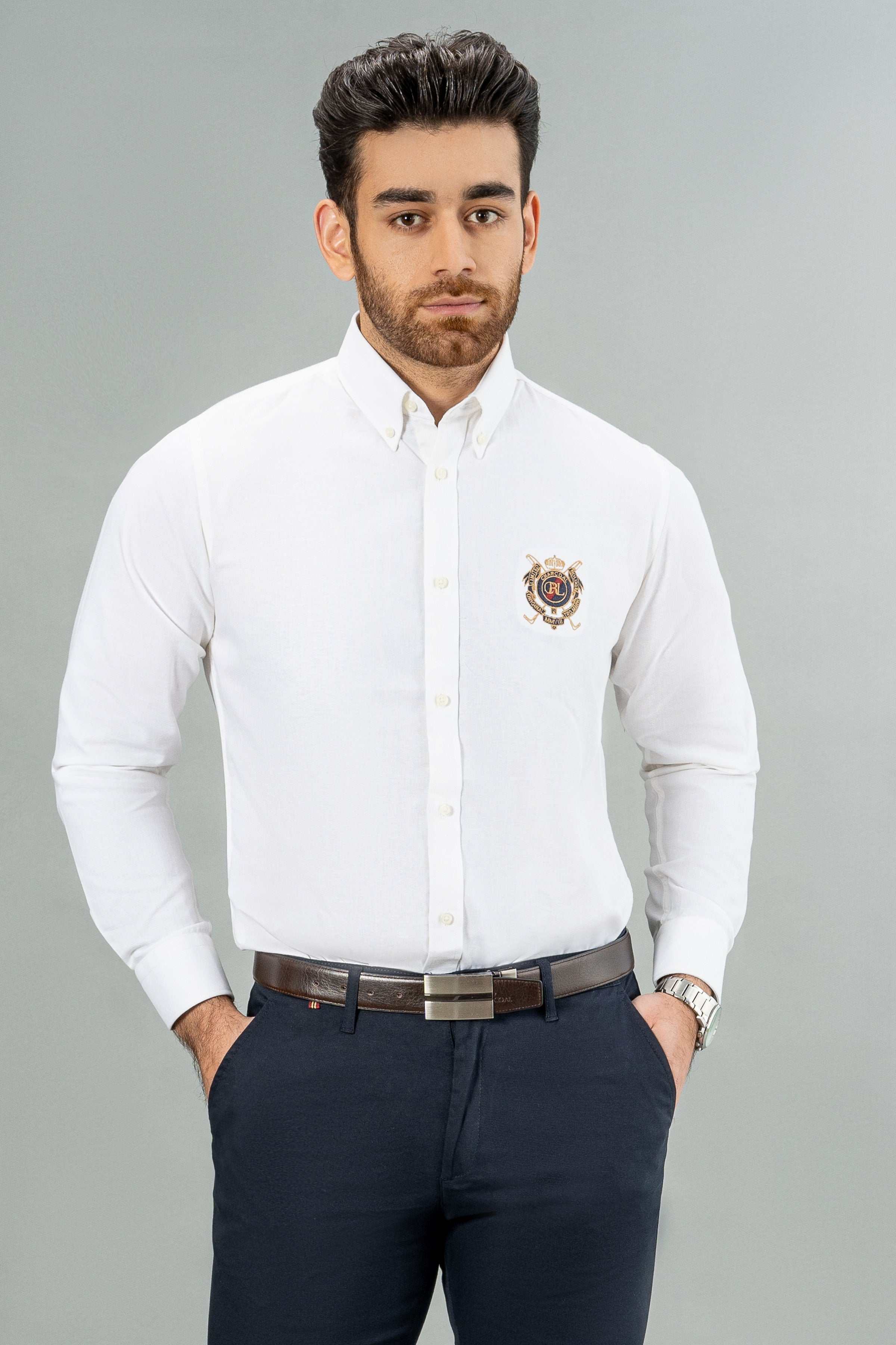 SEMI CASUAL SHIRT WHITE at Charcoal Clothing