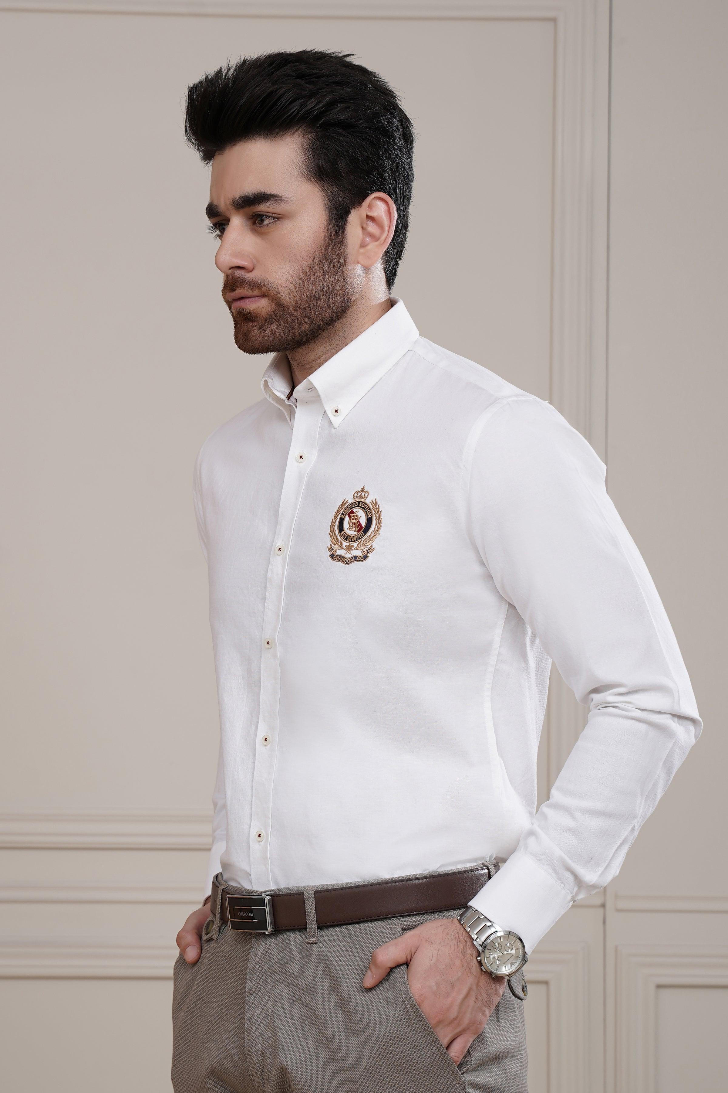 SEMI CASUAL SHIRT WHITE at Charcoal Clothing