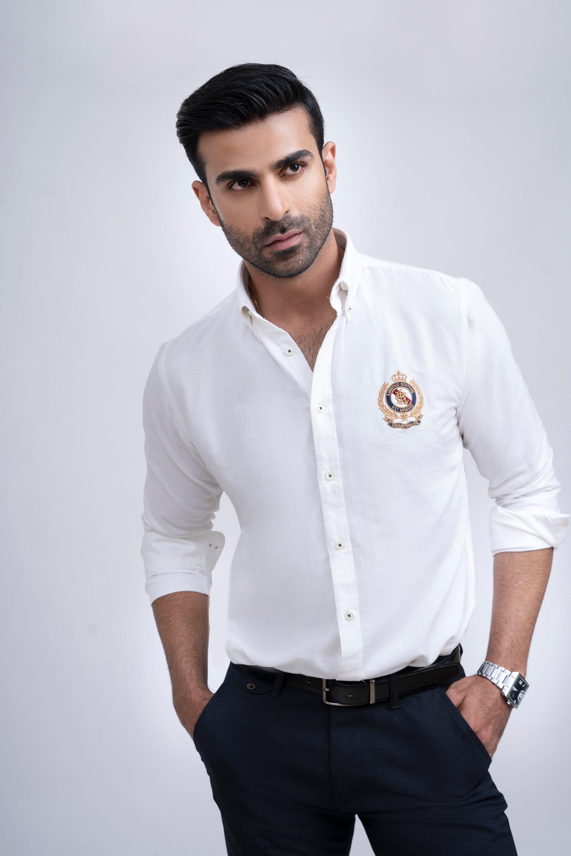 SEMI CASUAL SHIRT WHITE at Charcoal Clothing