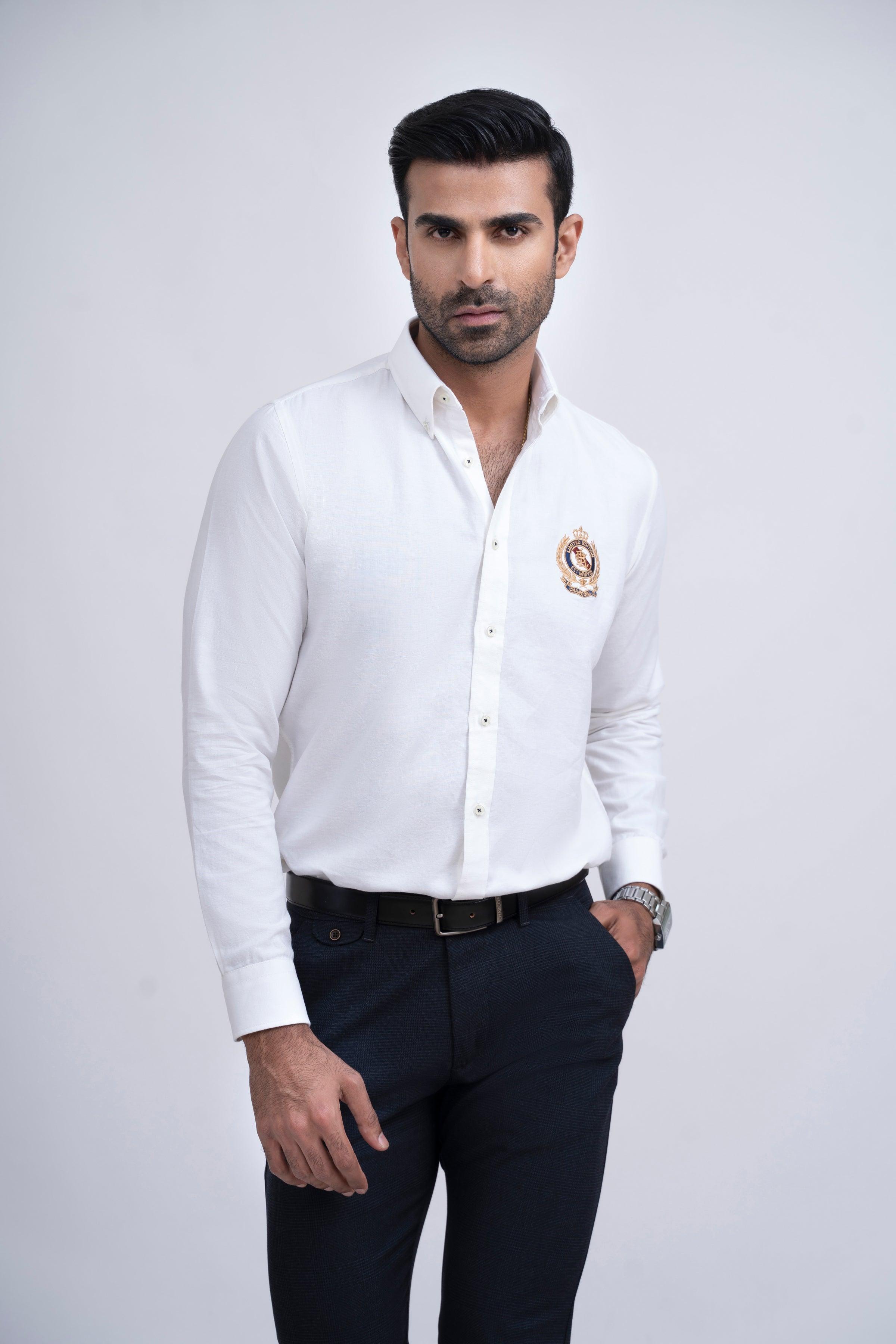 SEMI CASUAL SHIRT WHITE at Charcoal Clothing