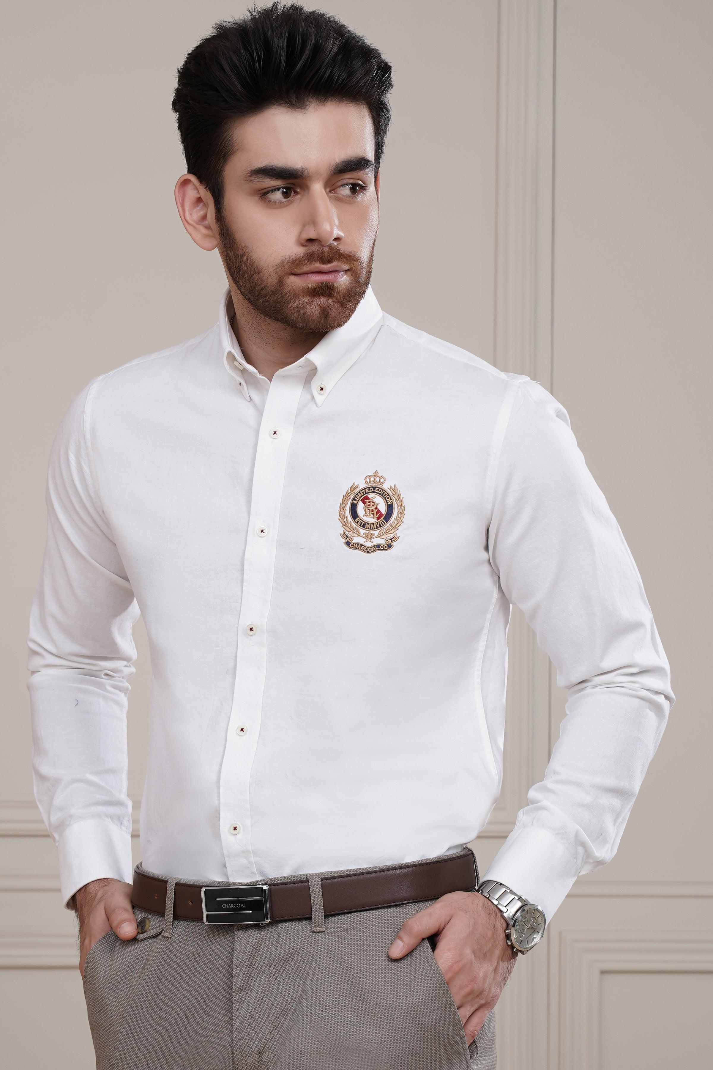SEMI CASUAL SHIRT WHITE at Charcoal Clothing