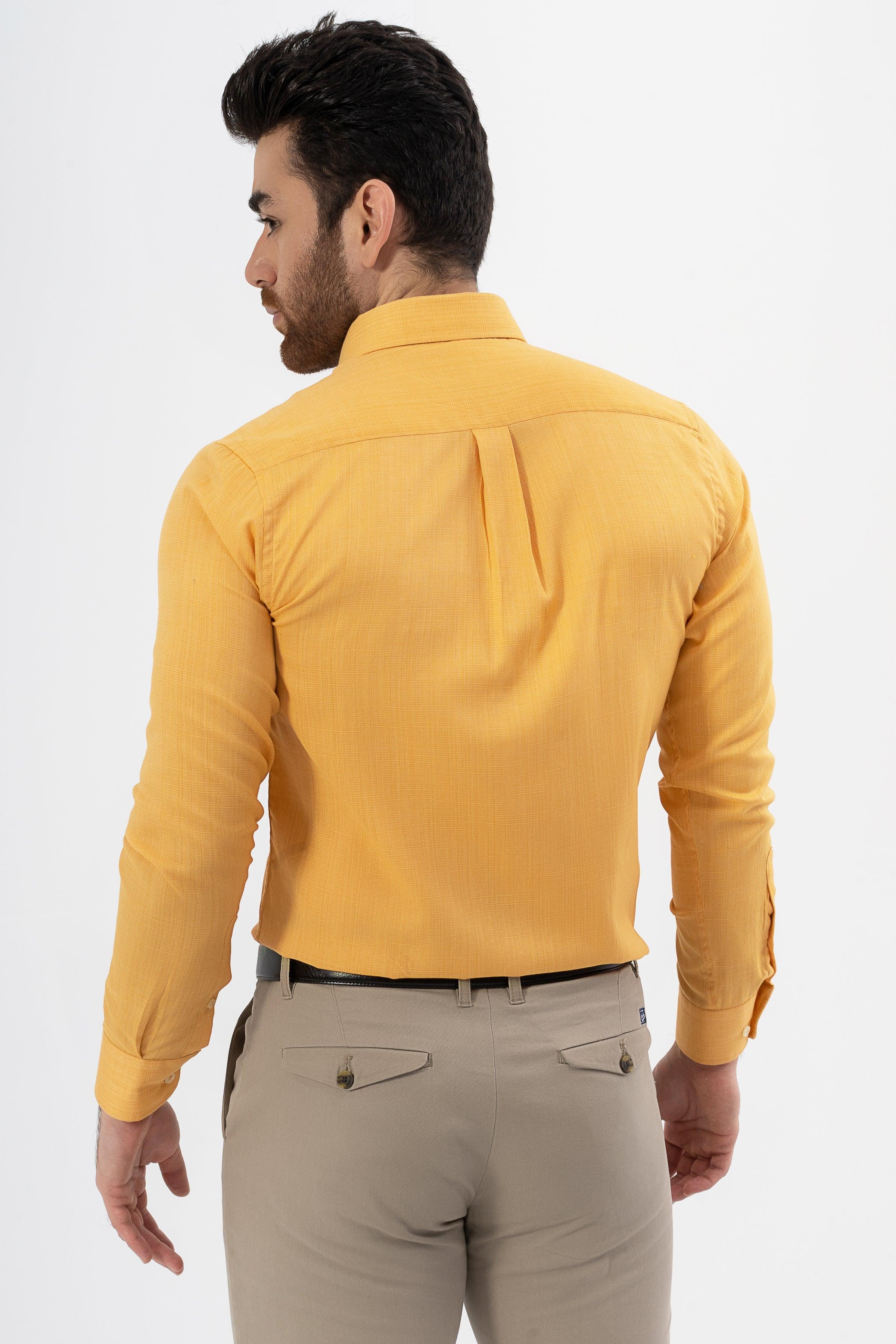 SEMI CASUAL SHIRT YELLOW at Charcoal Clothing