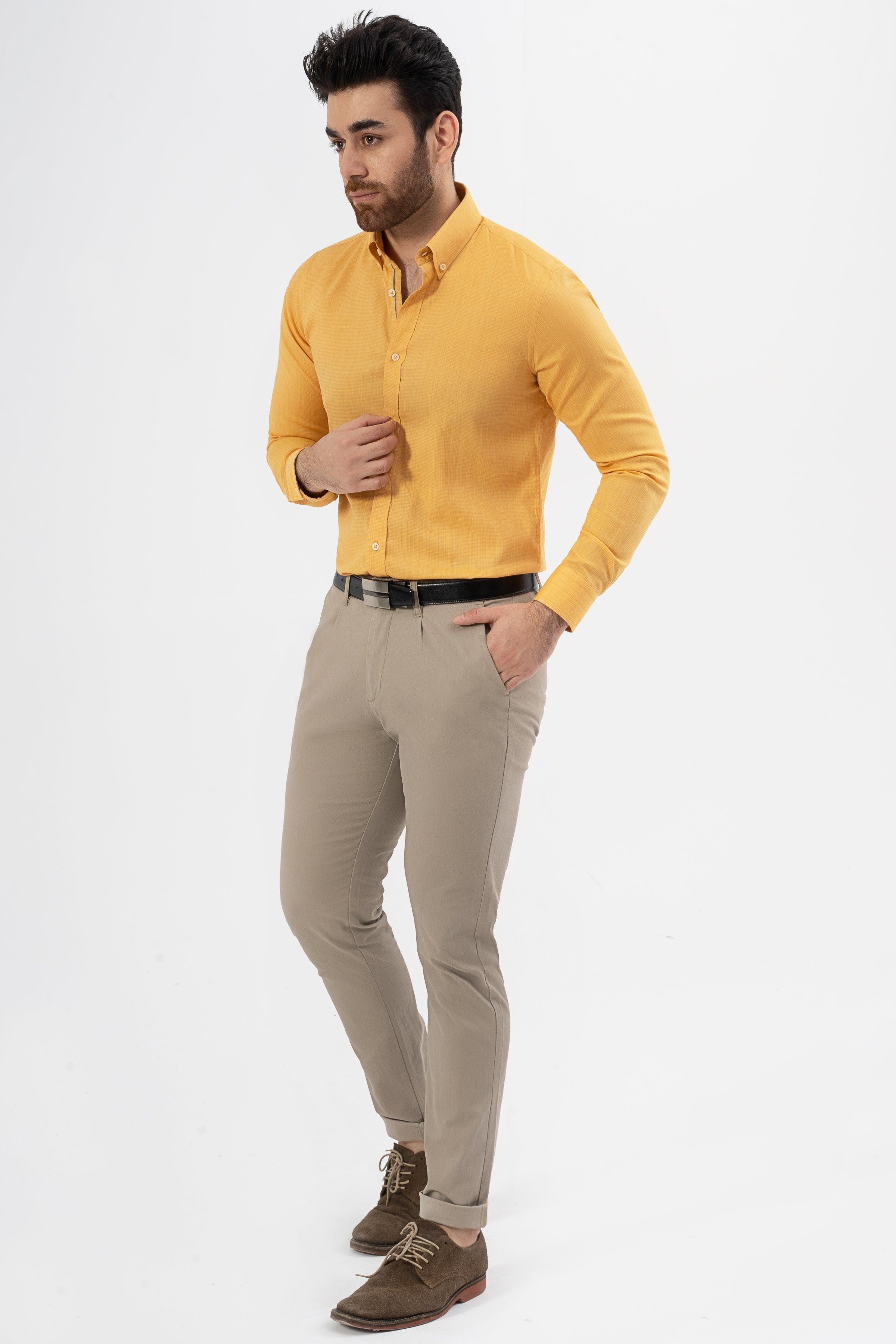 SEMI CASUAL SHIRT YELLOW at Charcoal Clothing