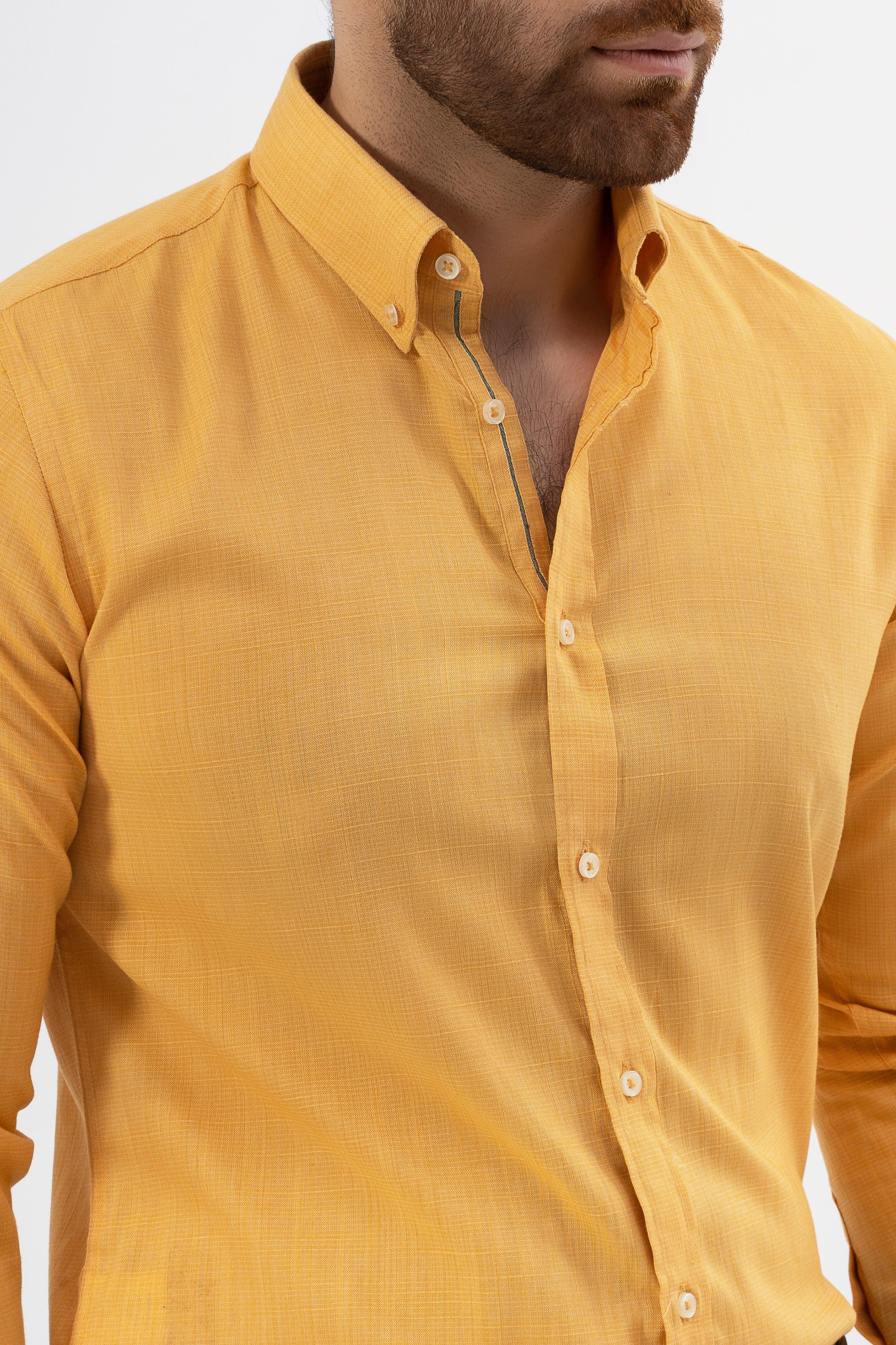 SEMI CASUAL SHIRT YELLOW at Charcoal Clothing