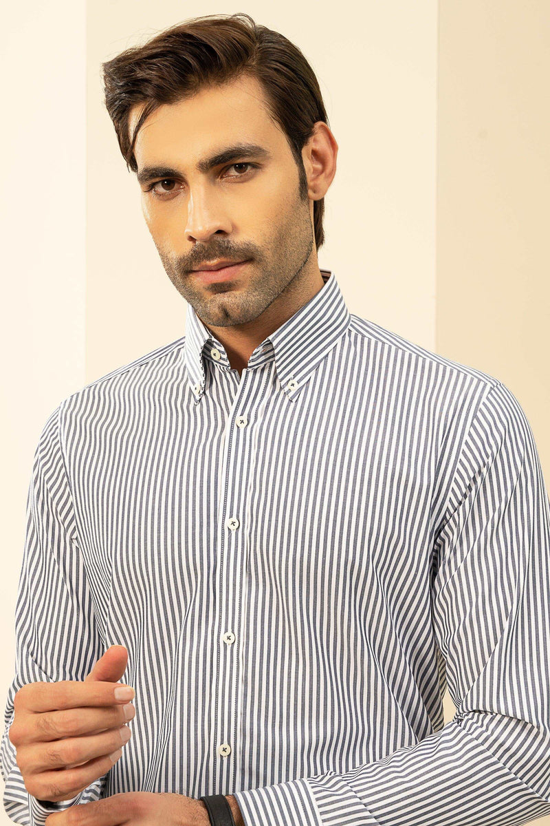 SEMI FORMAL BLUE WHITE LINE Charcoal Clothing