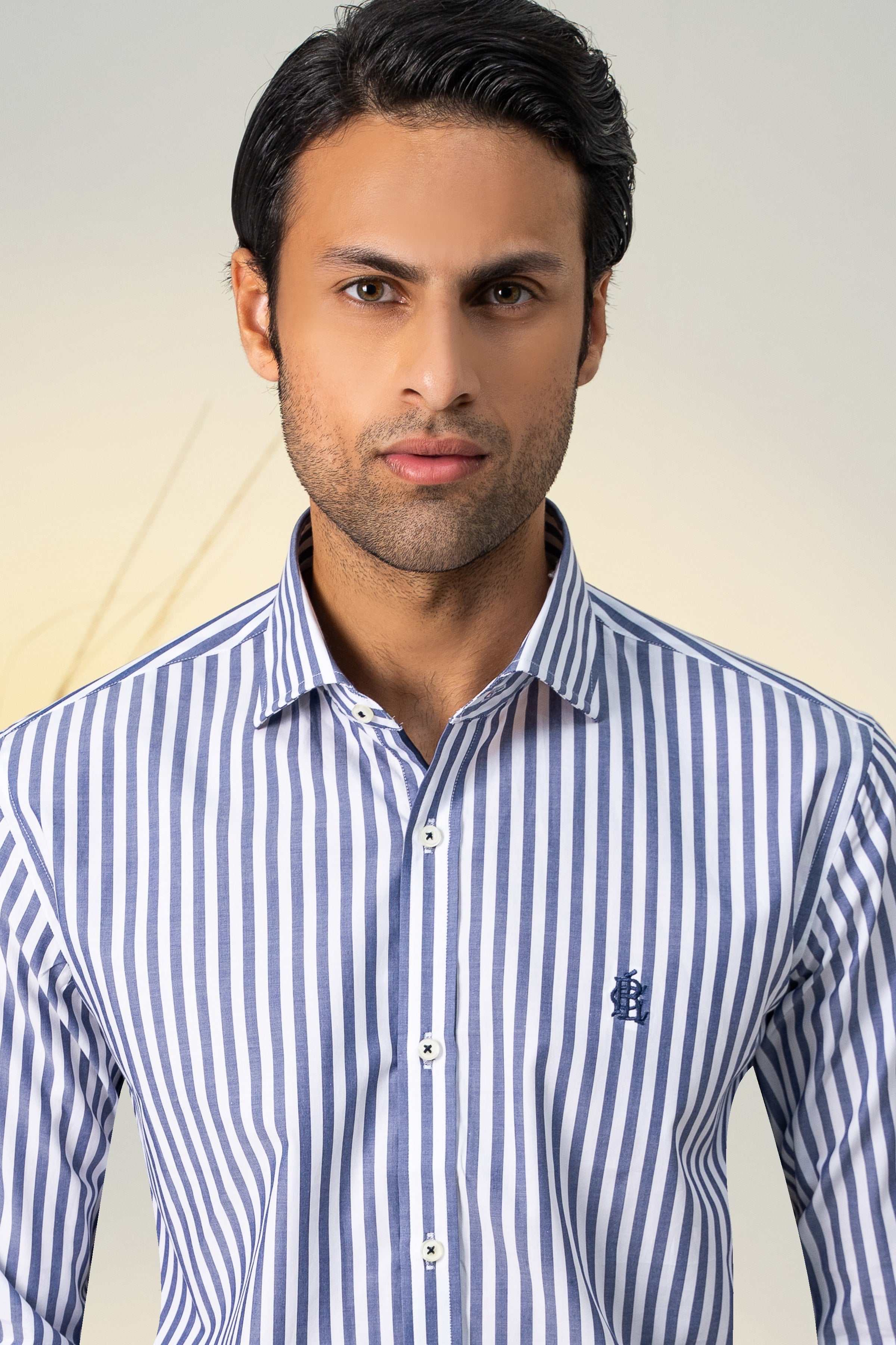 SEMI FORMAL CHAMBRAY BLUE WHITE LINE at Charcoal Clothing