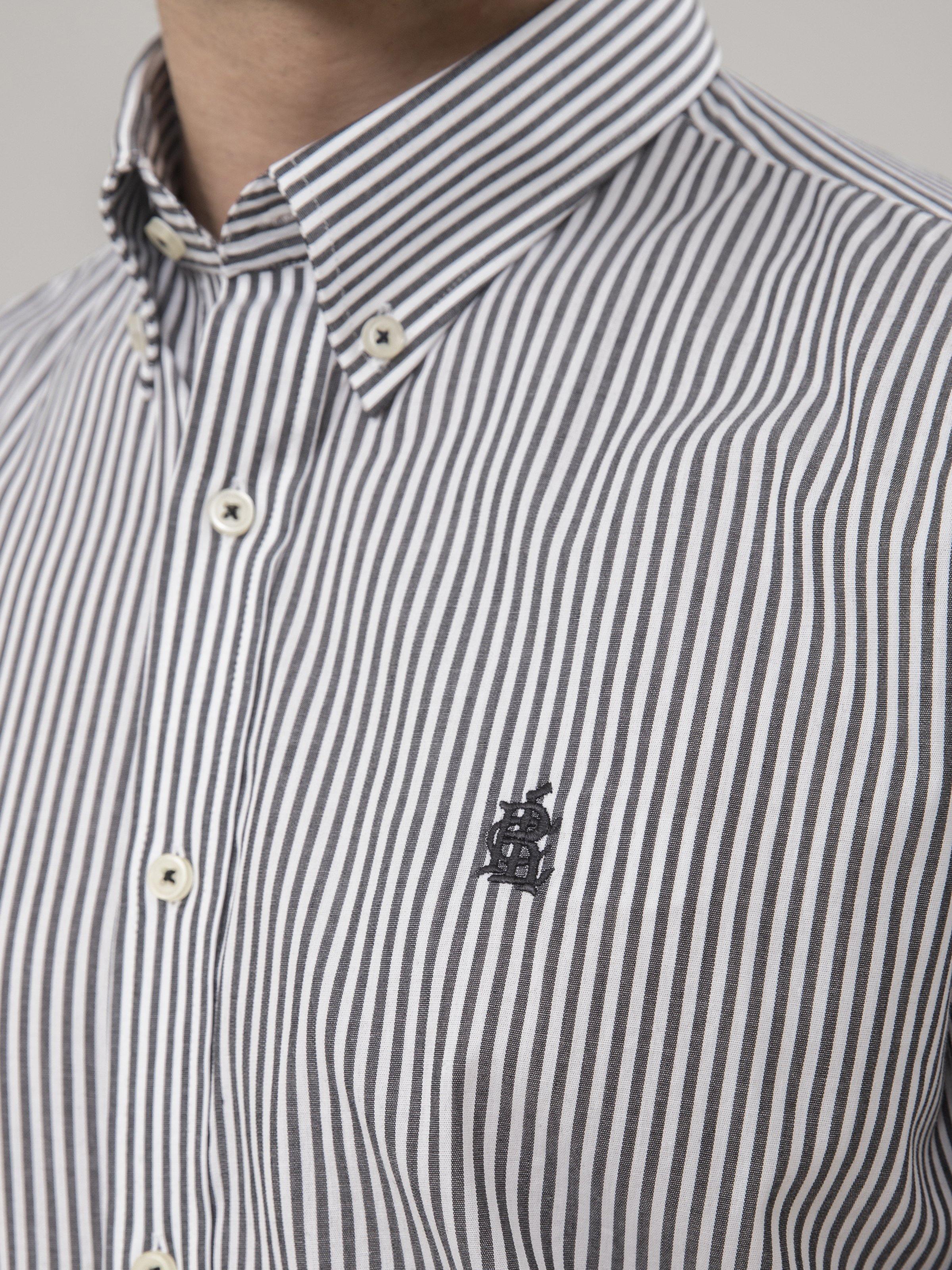 SEMI FORMAL FULL SLEEVES BLACK WHITE LINING at Charcoal Clothing