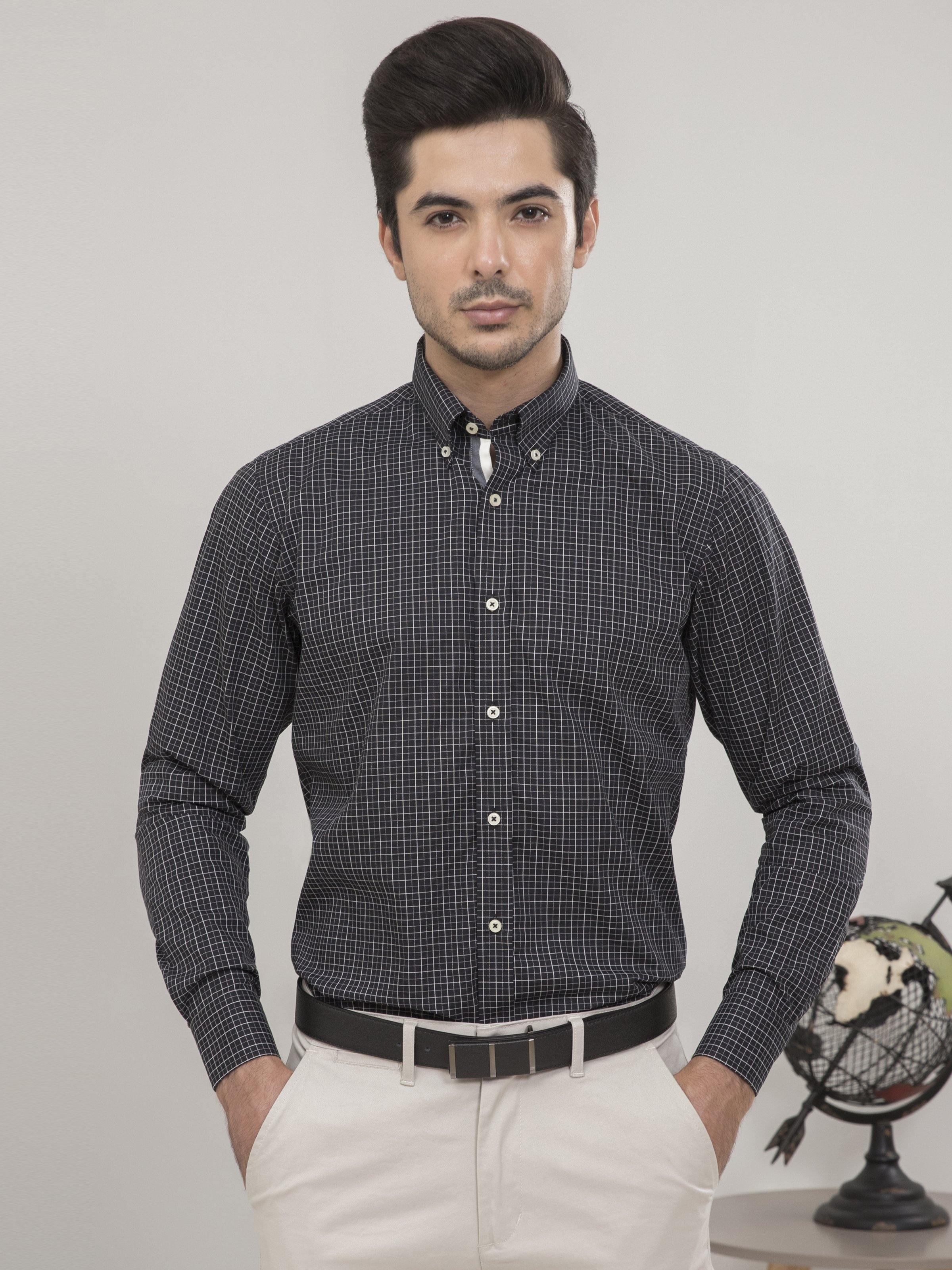 SEMI FORMAL FULL SLEEVES BLACK at Charcoal Clothing