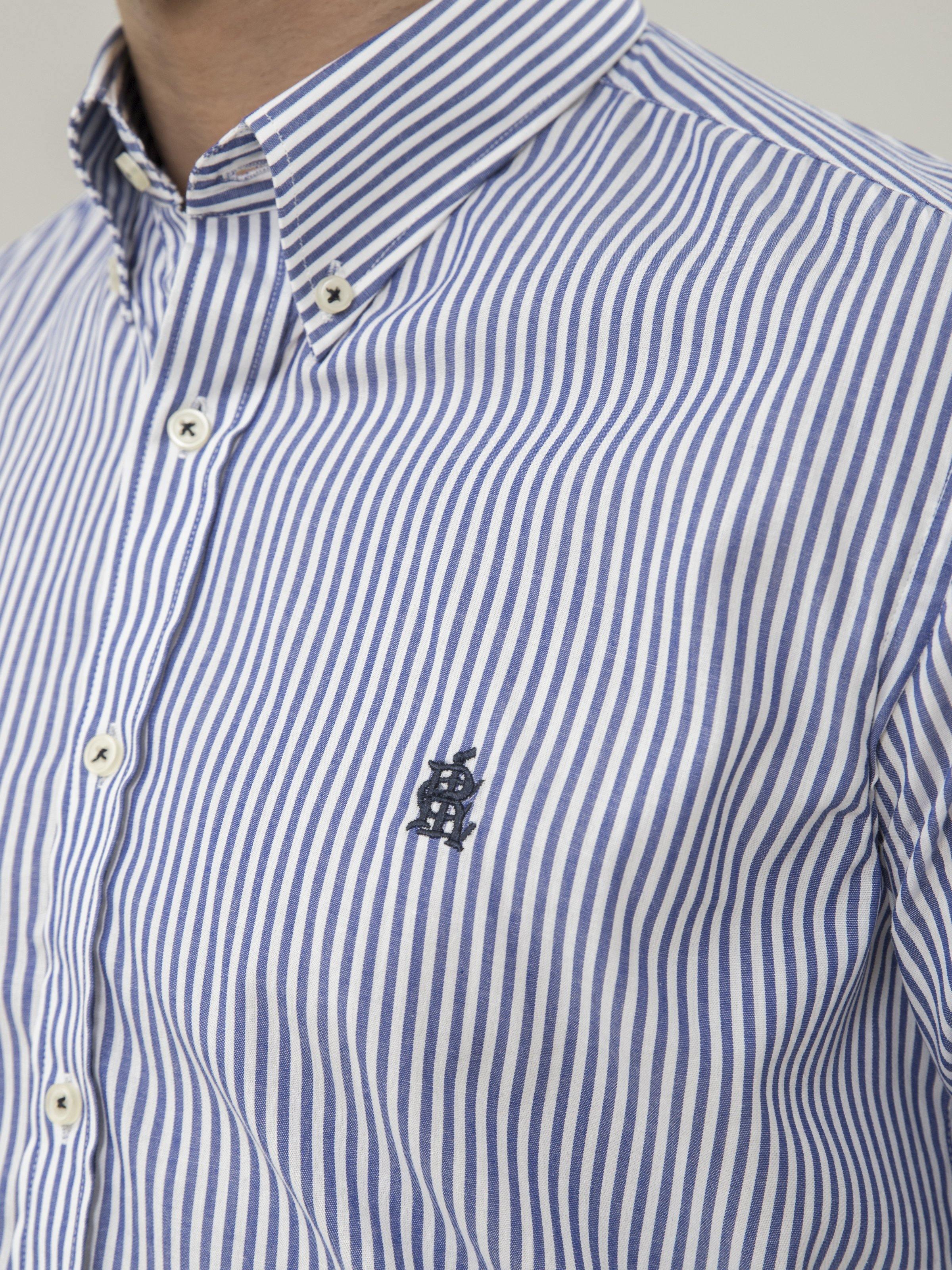 SEMI FORMAL FULL SLEEVES BLUE WHITE LINING at Charcoal Clothing