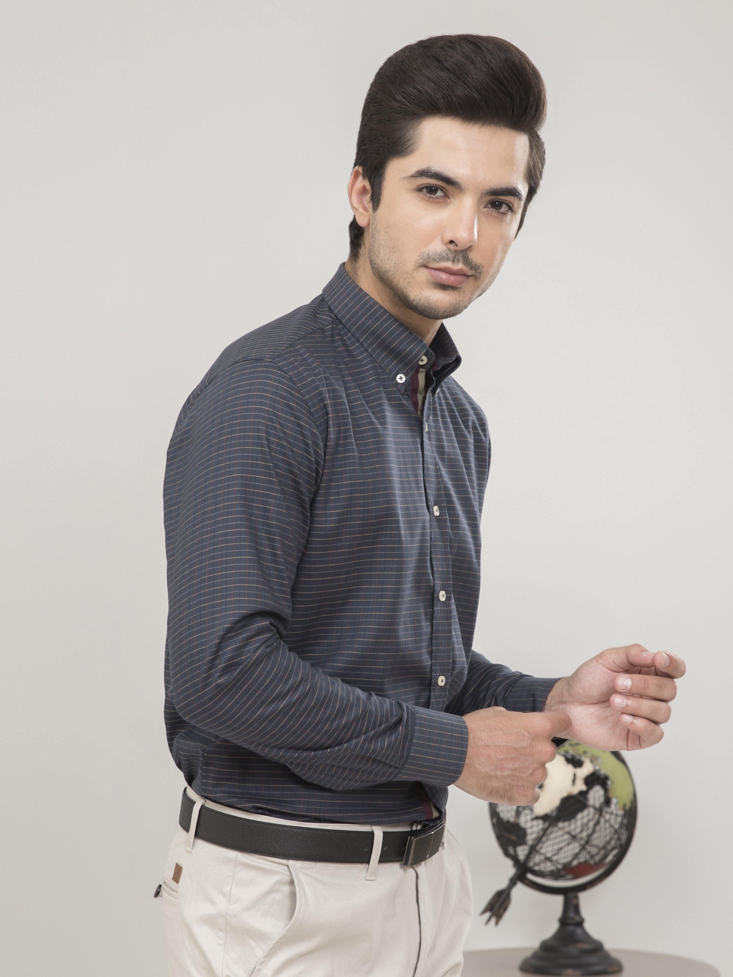 SEMI FORMAL FULL SLEEVES DARK GREY at Charcoal Clothing