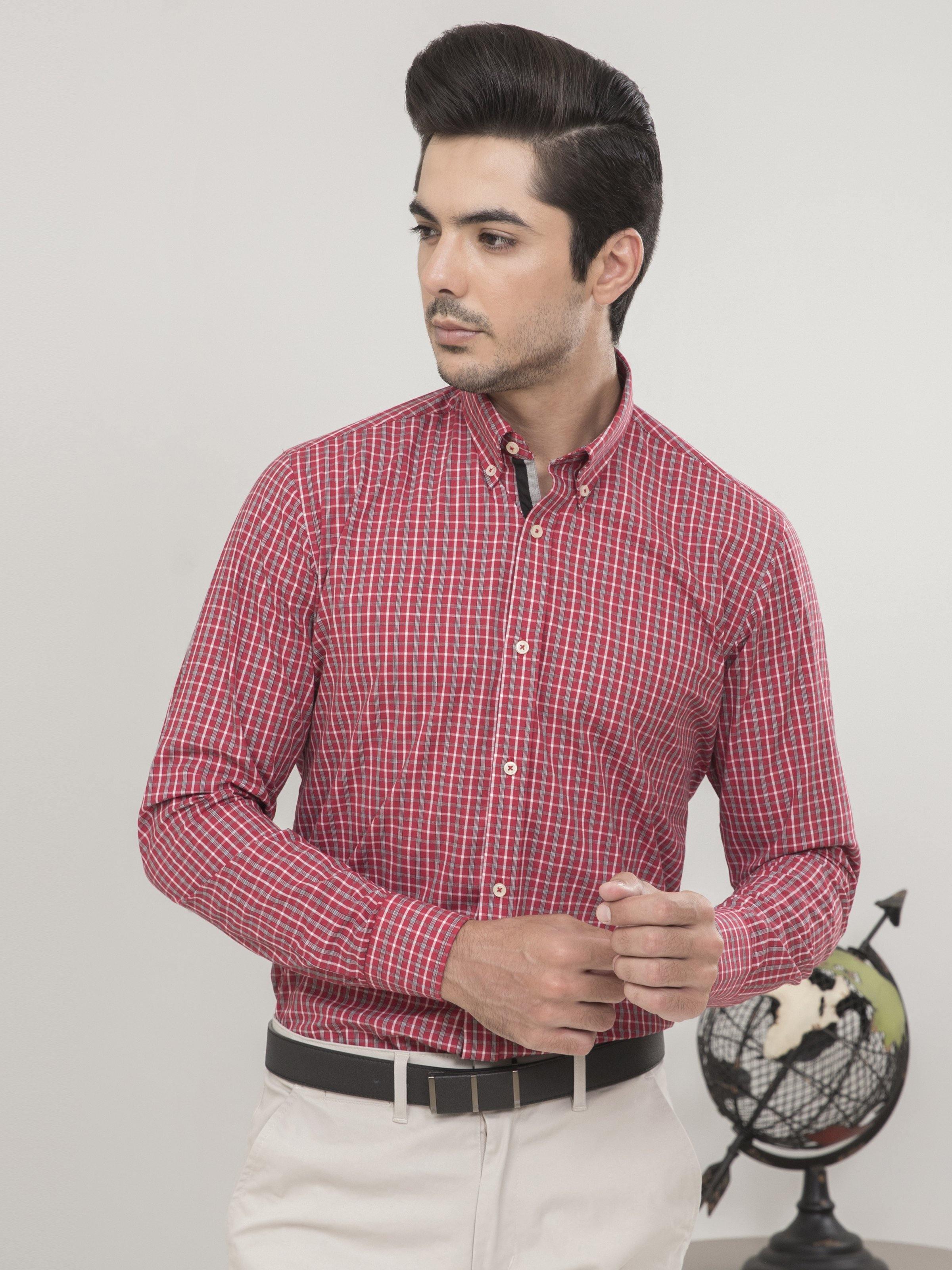 SEMI FORMAL FULL SLEEVES RED MEROON at Charcoal Clothing