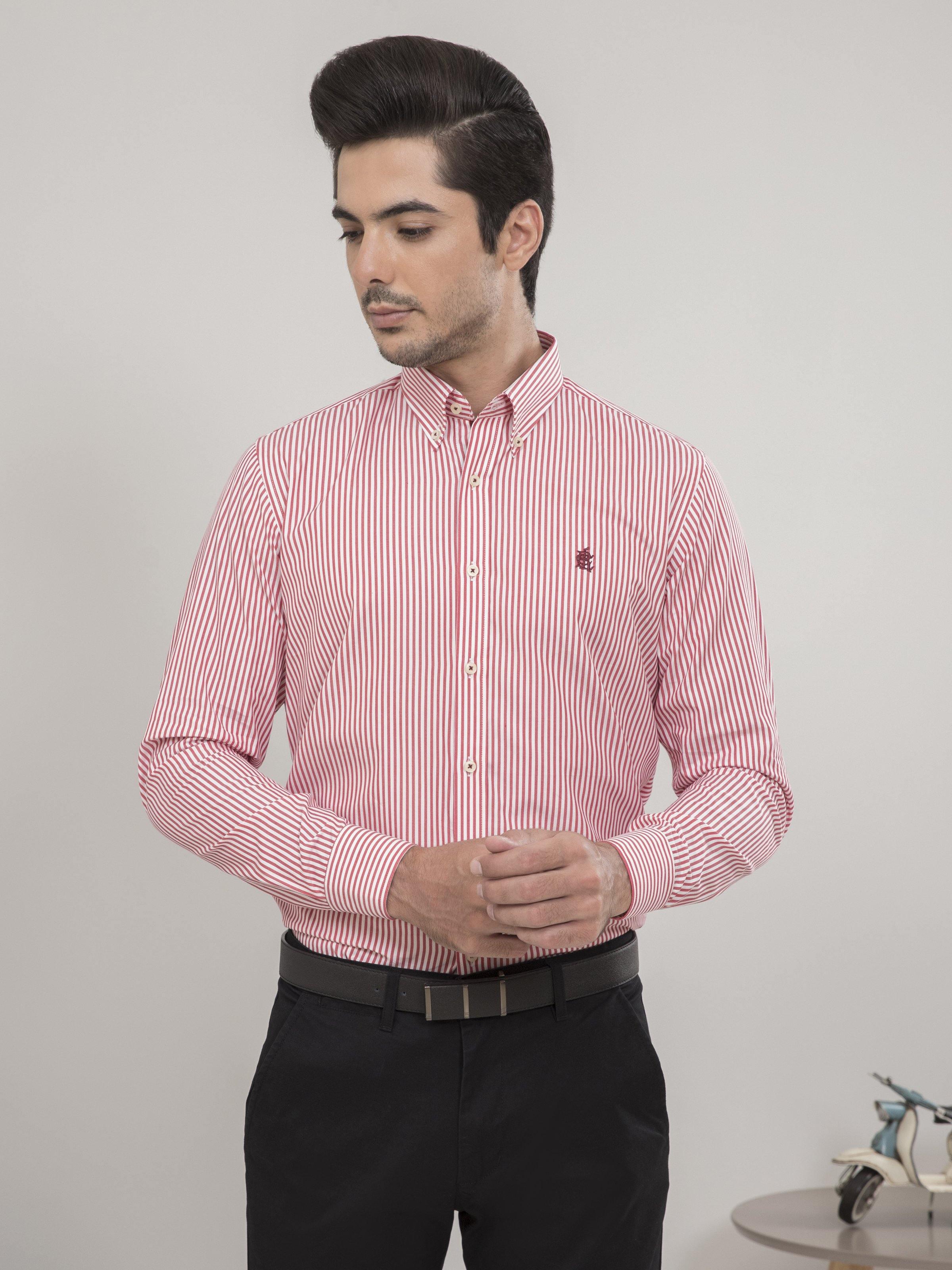 SEMI FORMAL FULL SLEEVES RED WHITE at Charcoal Clothing