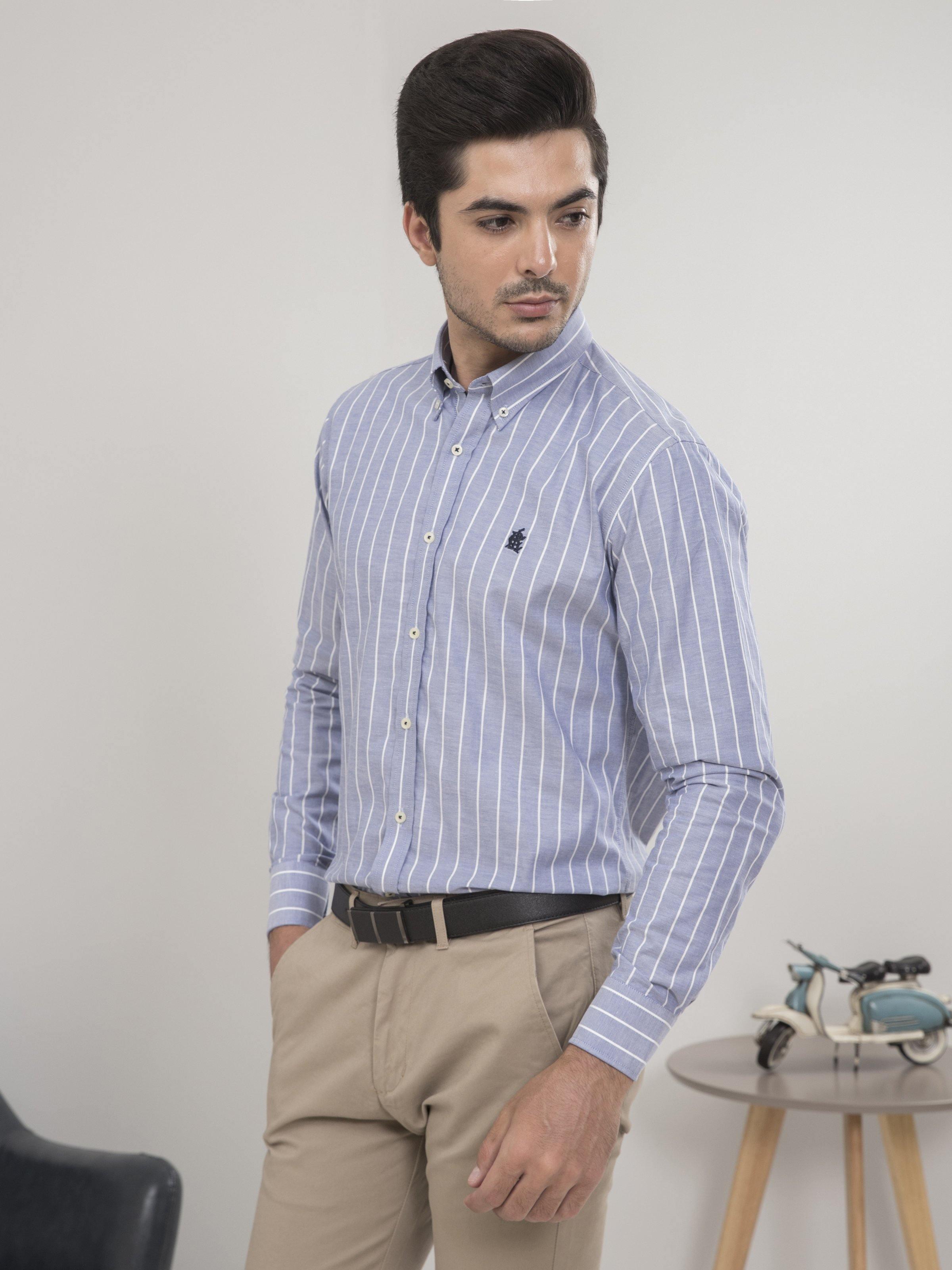 SEMI FORMAL FULL SLEEVES SKY WHITE LINING at Charcoal Clothing