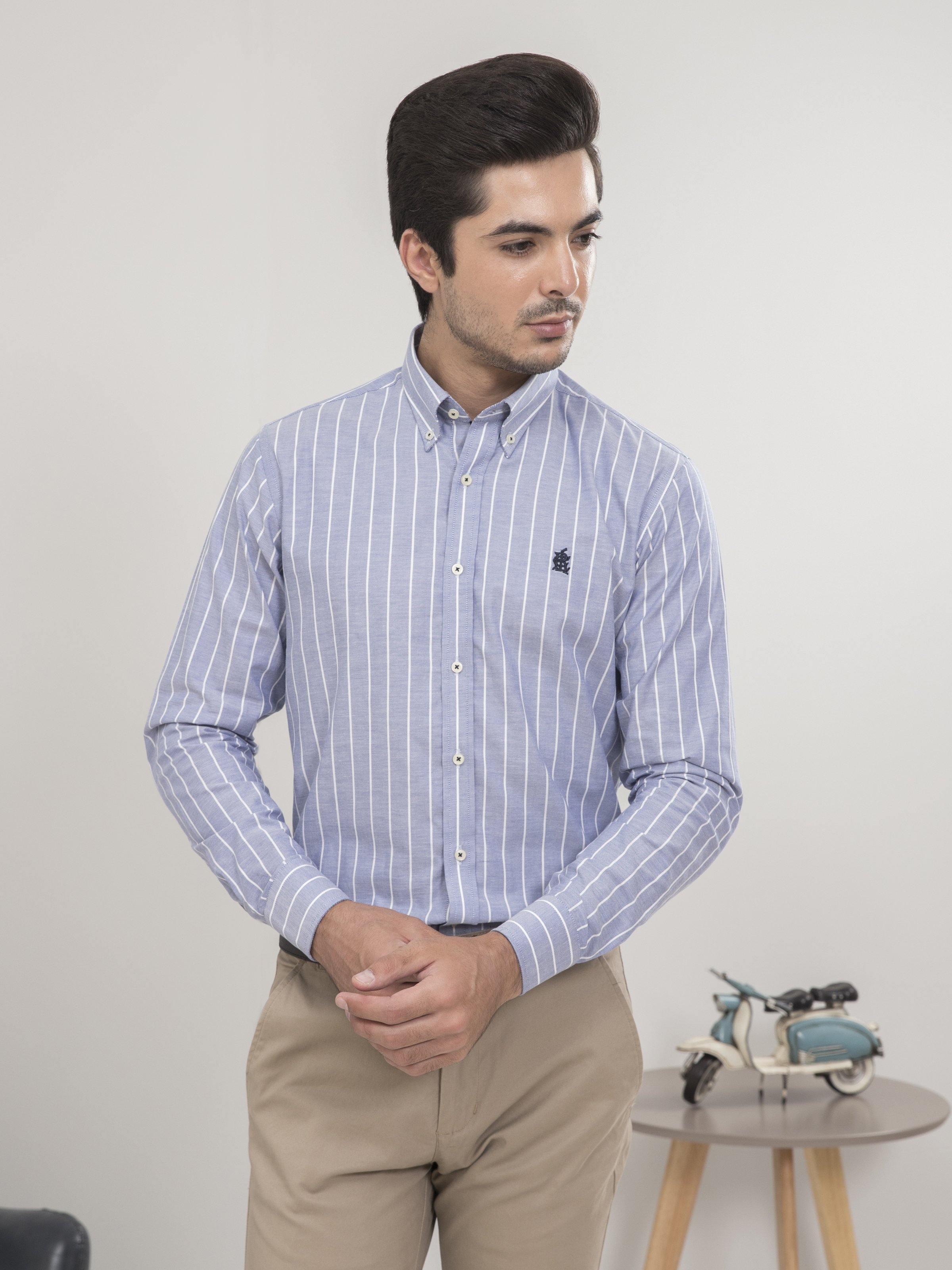 SEMI FORMAL FULL SLEEVES SKY WHITE LINING at Charcoal Clothing
