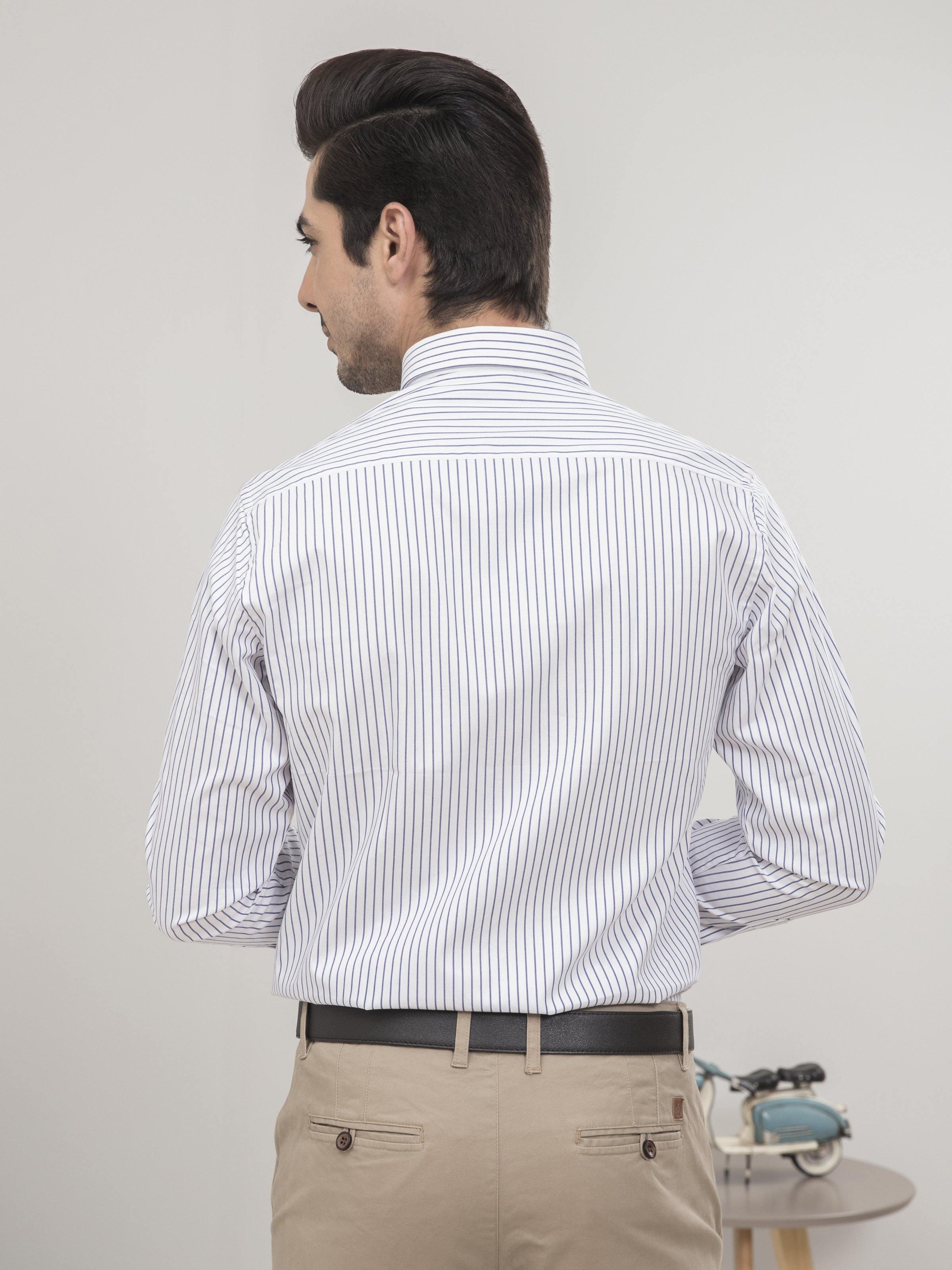 SEMI FORMAL FULL SLEEVES WHITE DENIM LINING at Charcoal Clothing