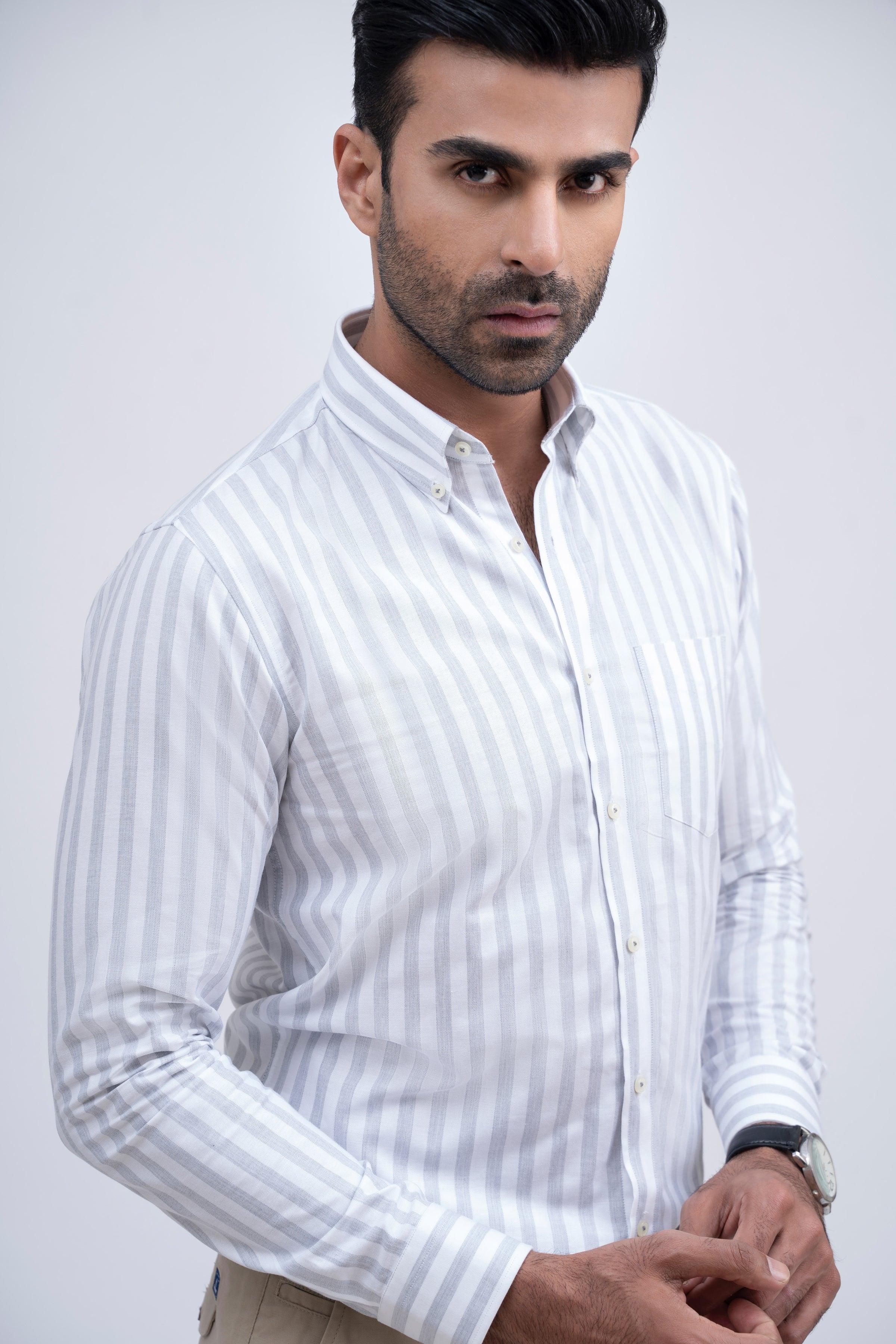 SEMI FORMAL GREY WHITE LINE at Charcoal Clothing