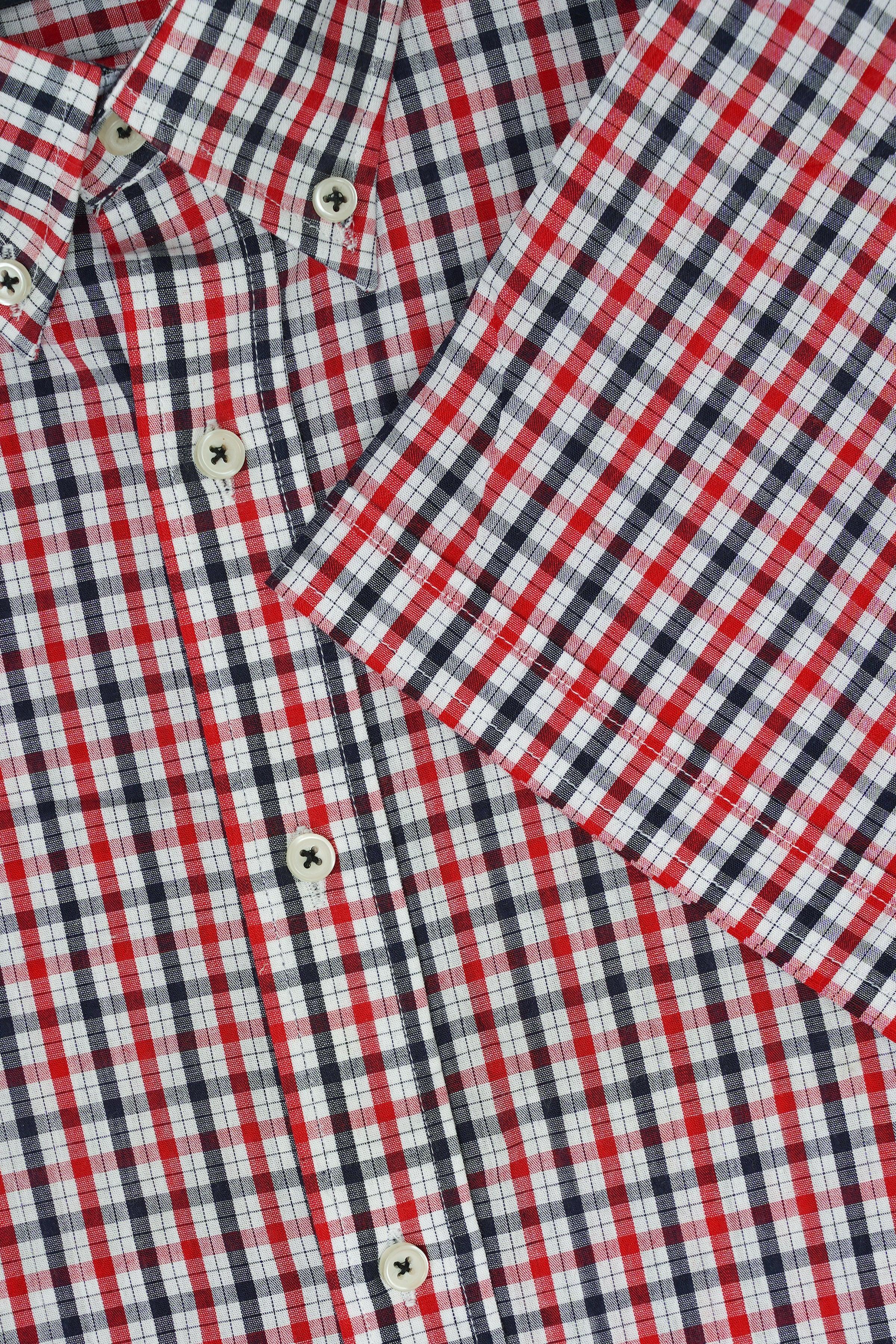 SEMI FORMAL HALF SLEEVE SHIRT RED BLACK at Charcoal Clothing