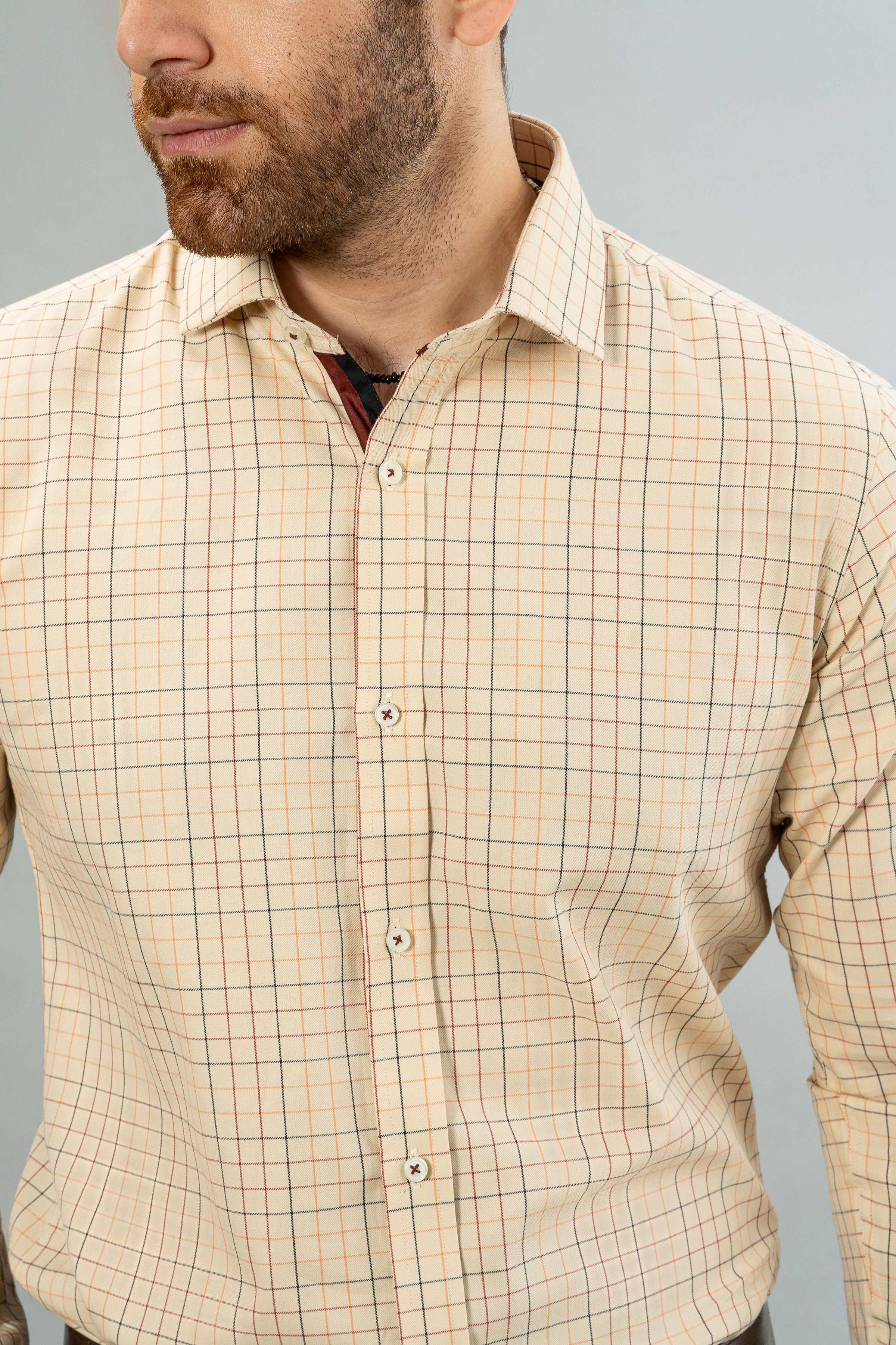 SEMI FORMAL KHAKI CHECK at Charcoal Clothing