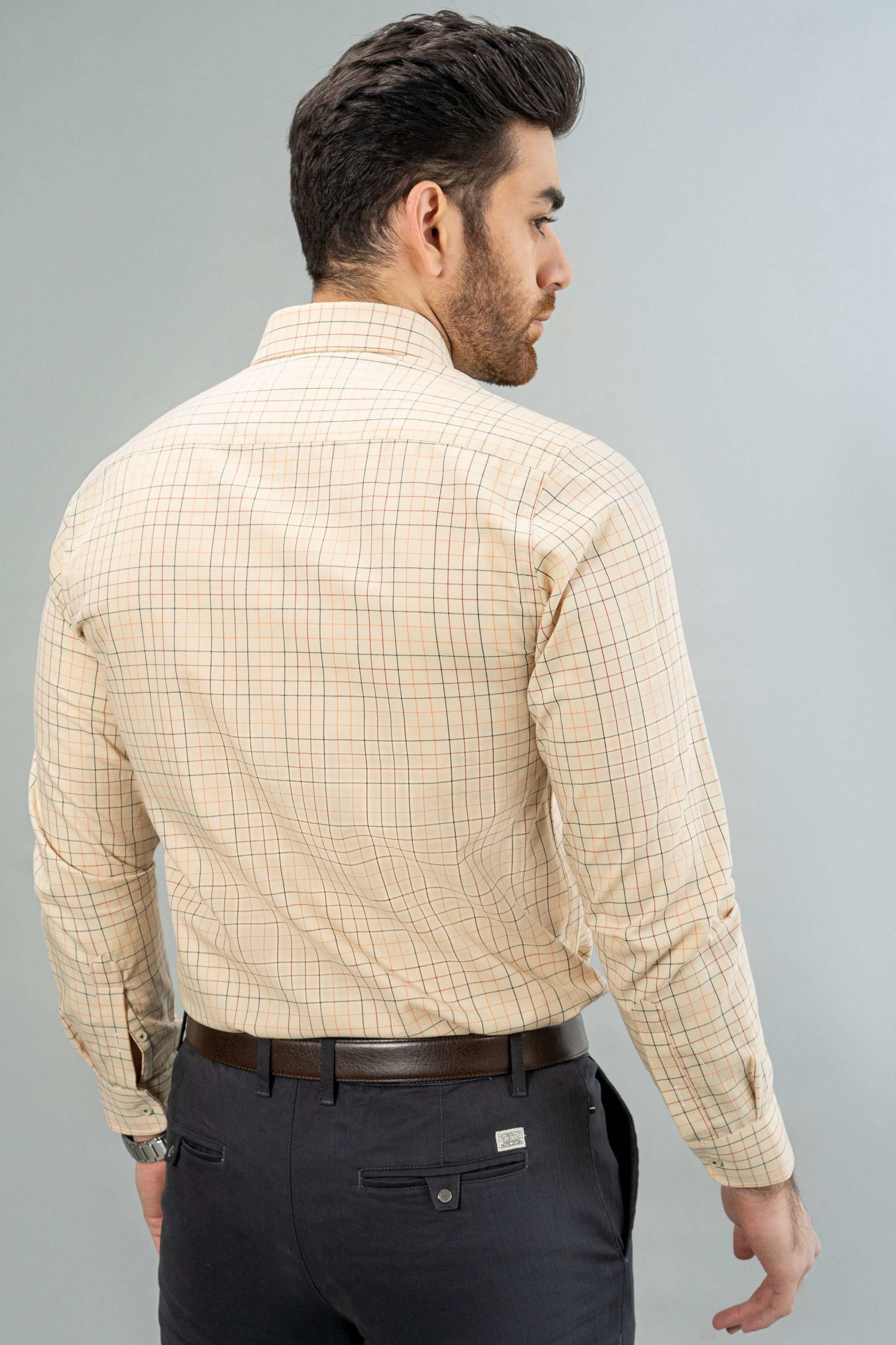 SEMI FORMAL KHAKI CHECK at Charcoal Clothing