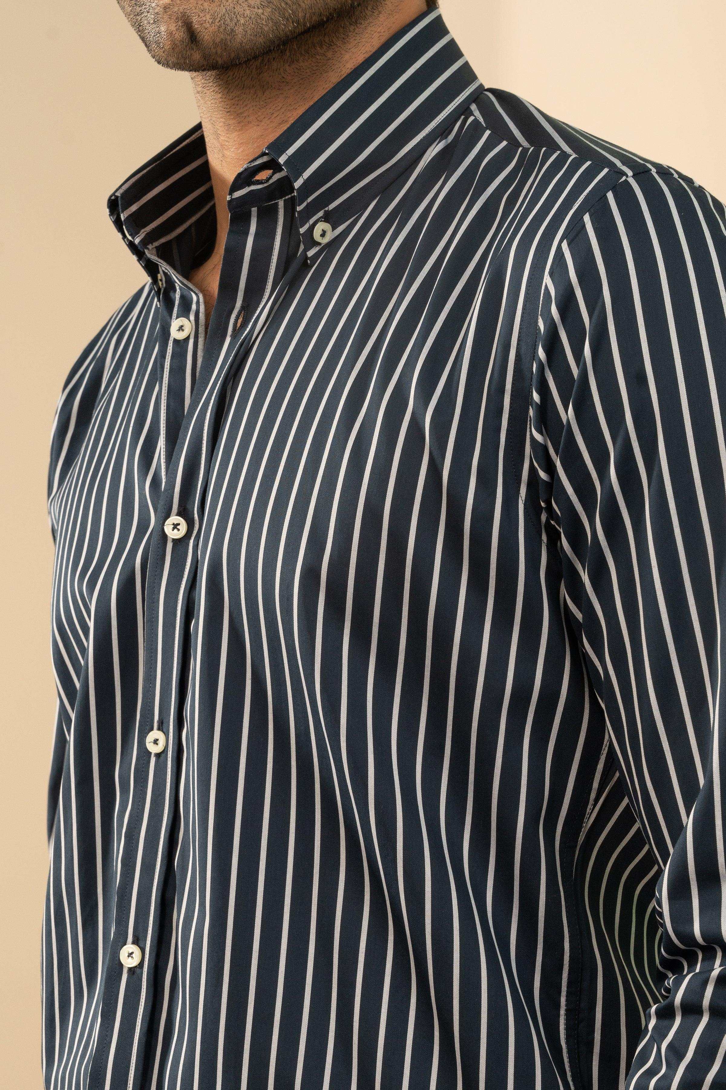 SEMI FORMAL NAVY GREY STRIPES at Charcoal Clothing