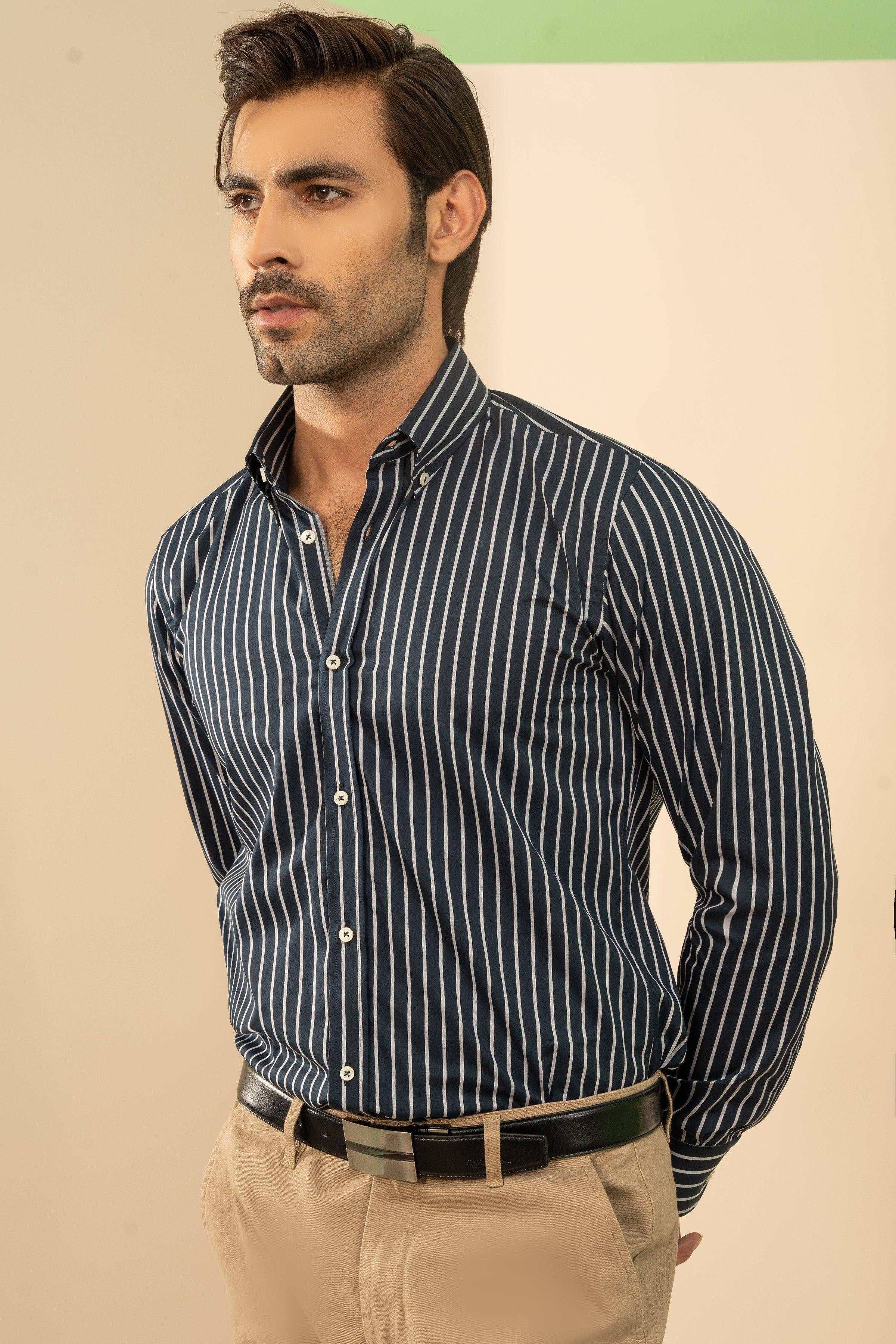 SEMI FORMAL NAVY GREY STRIPES at Charcoal Clothing
