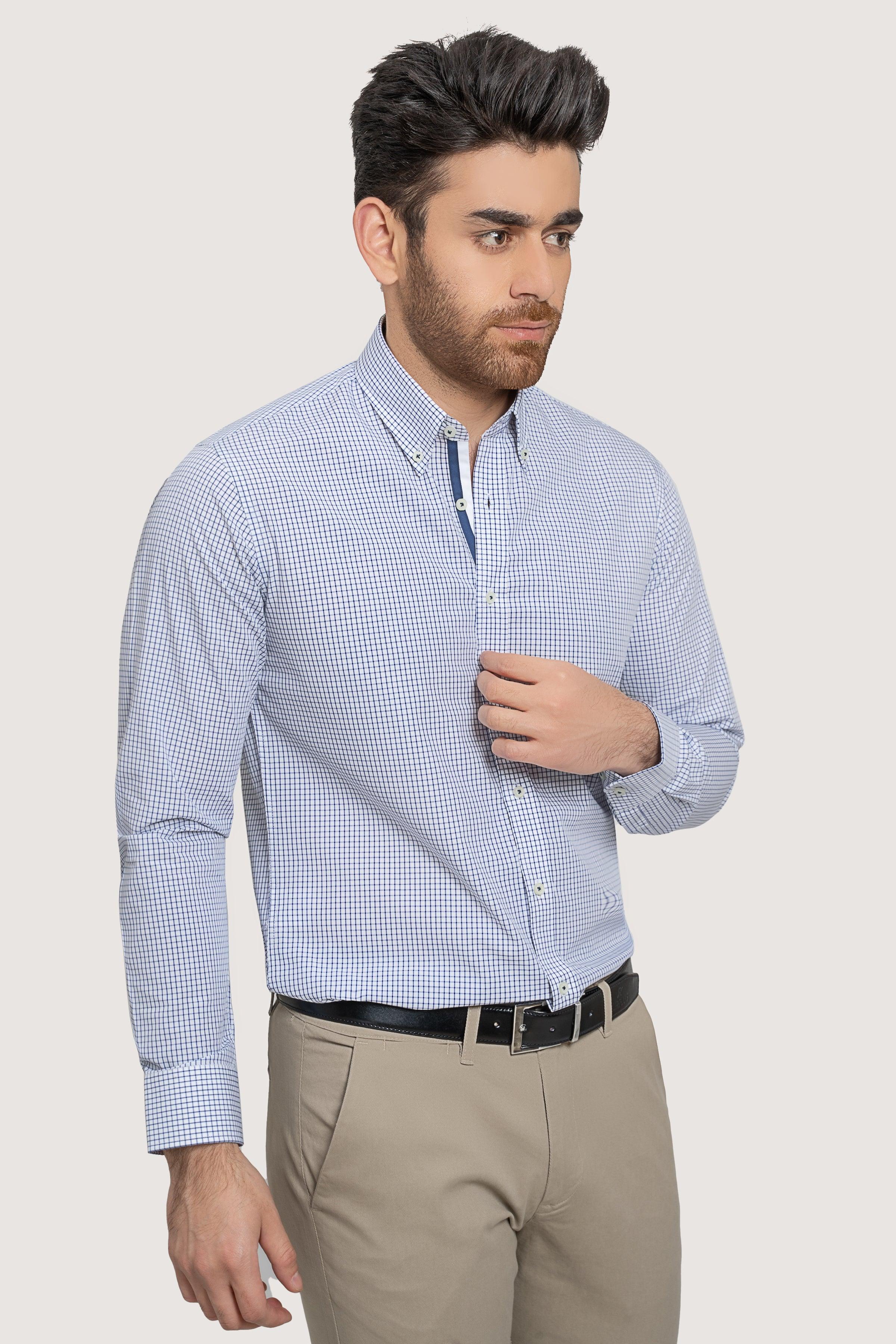 SEMI FORMAL OFF WHITE NAVY CHECK at Charcoal Clothing