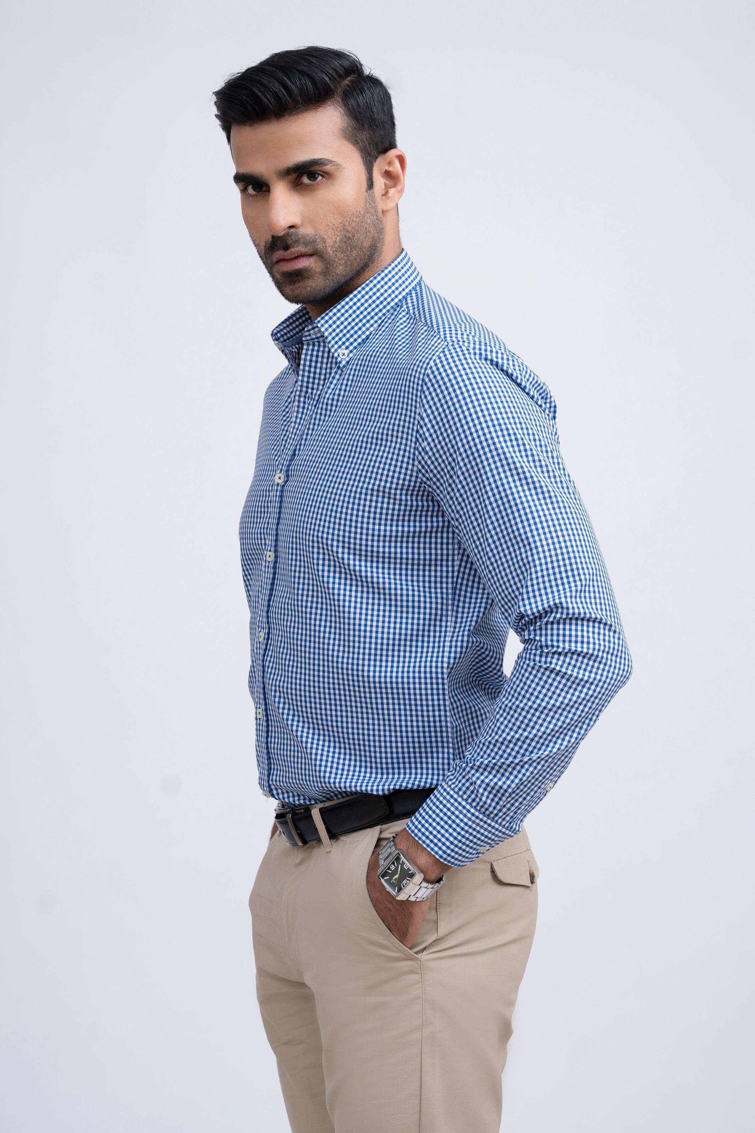 SEMI FORMAL SHIRT BLUE CHECK at Charcoal Clothing