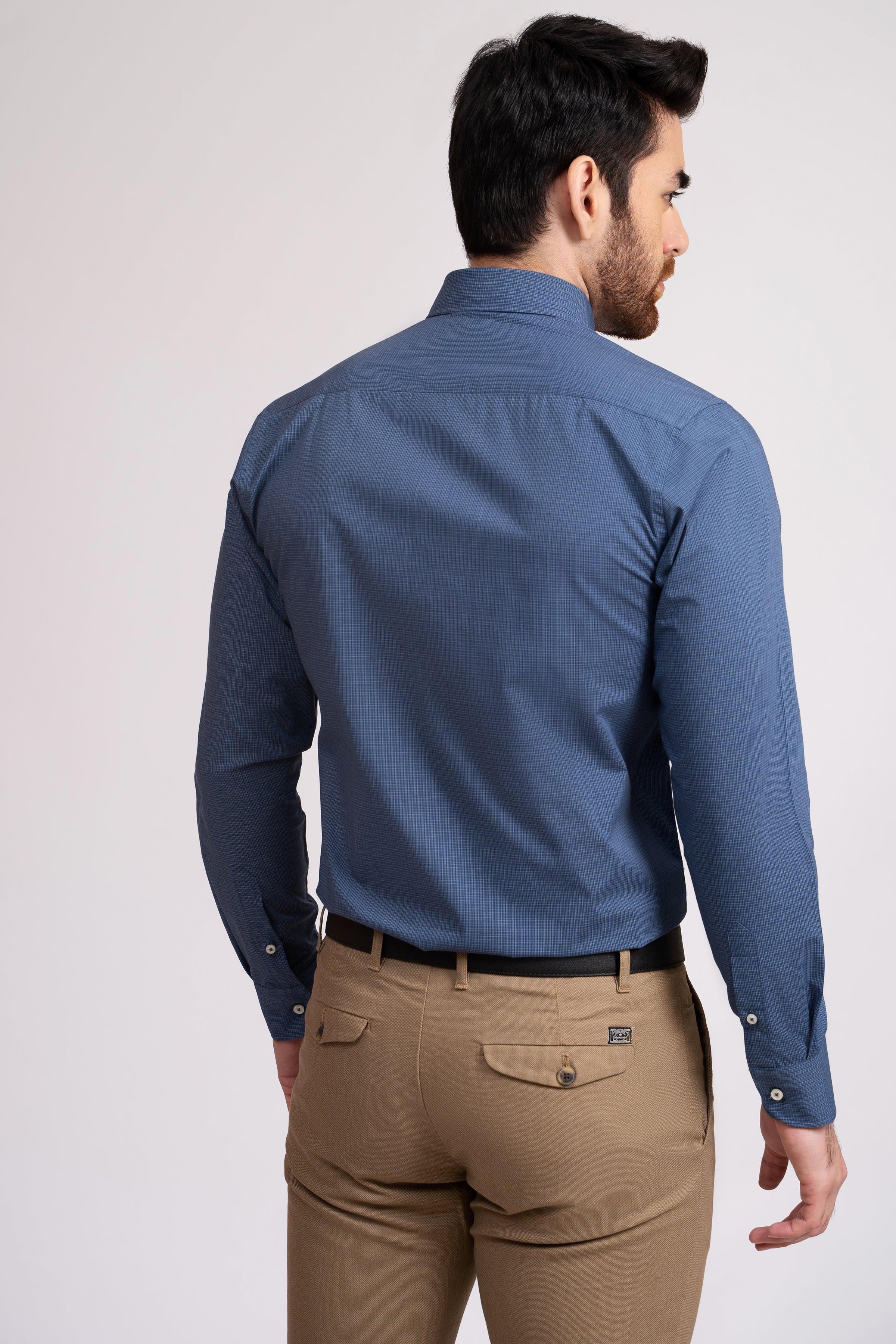 SEMI FORMAL SHIRT BLUE CHECK at Charcoal Clothing
