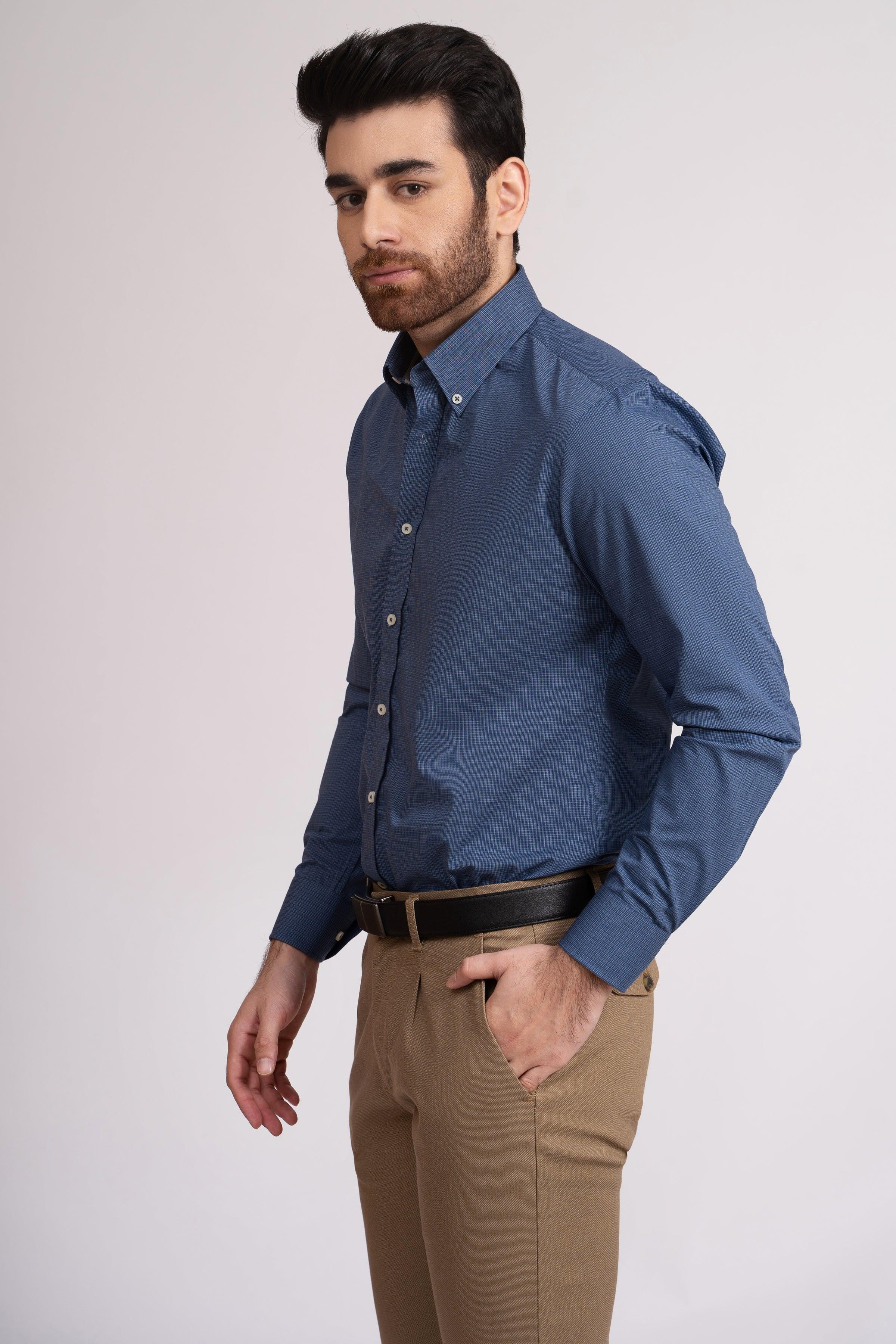 SEMI FORMAL SHIRT BLUE CHECK at Charcoal Clothing