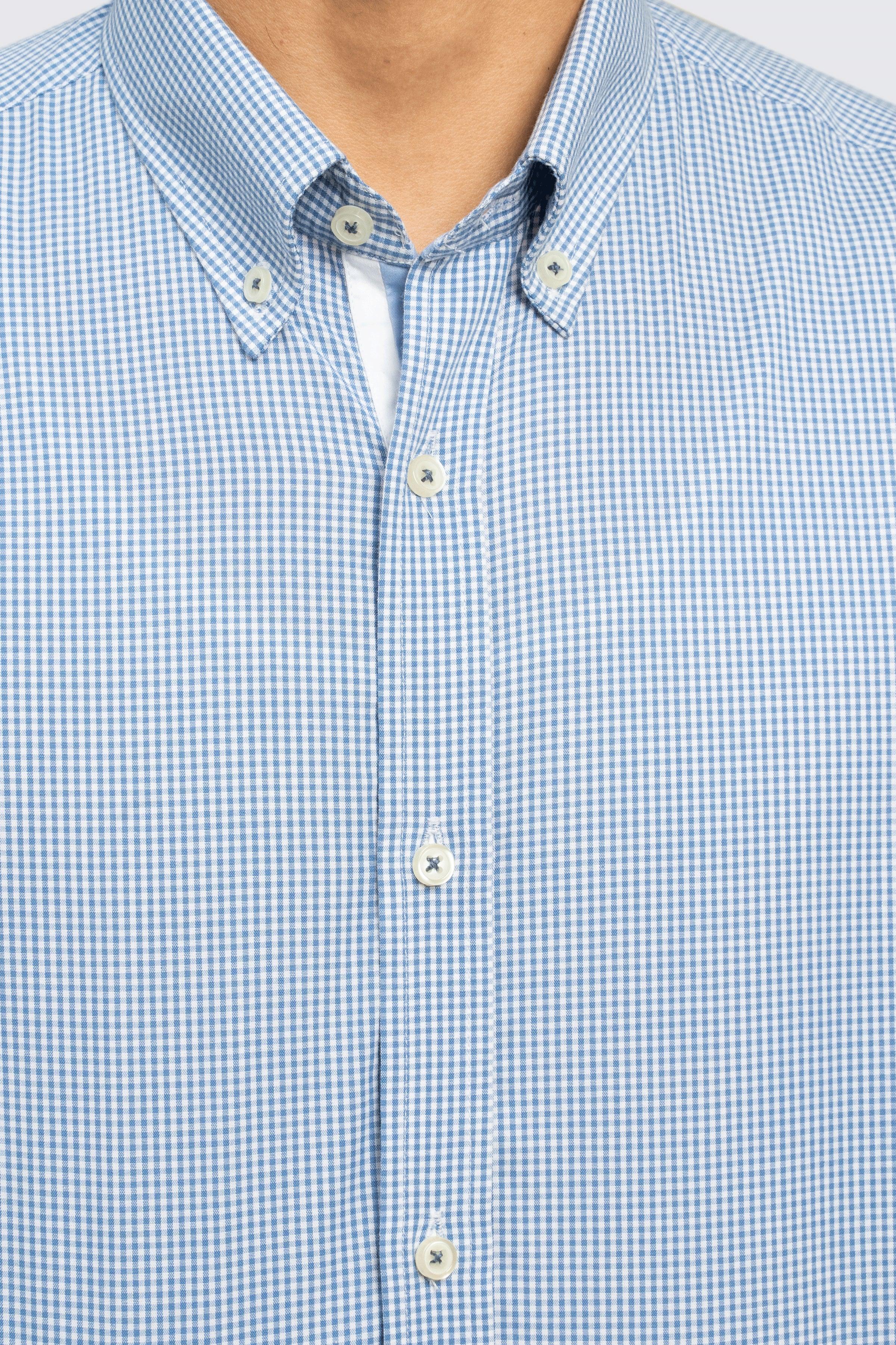 SEMI FORMAL SHIRT BLUE WHITE CHECK at Charcoal Clothing