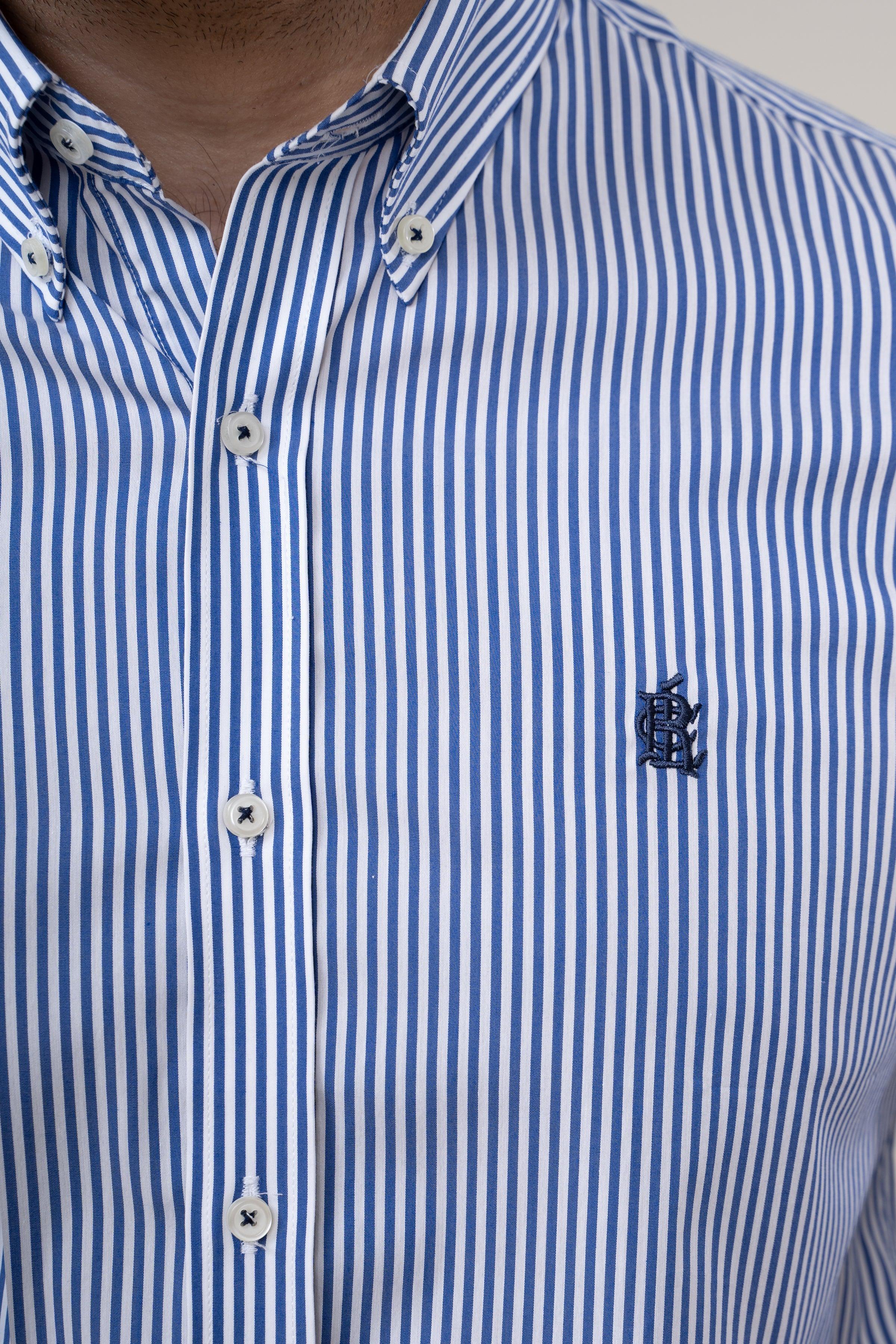 SEMI FORMAL SHIRT BLUE WHITE LINE at Charcoal Clothing