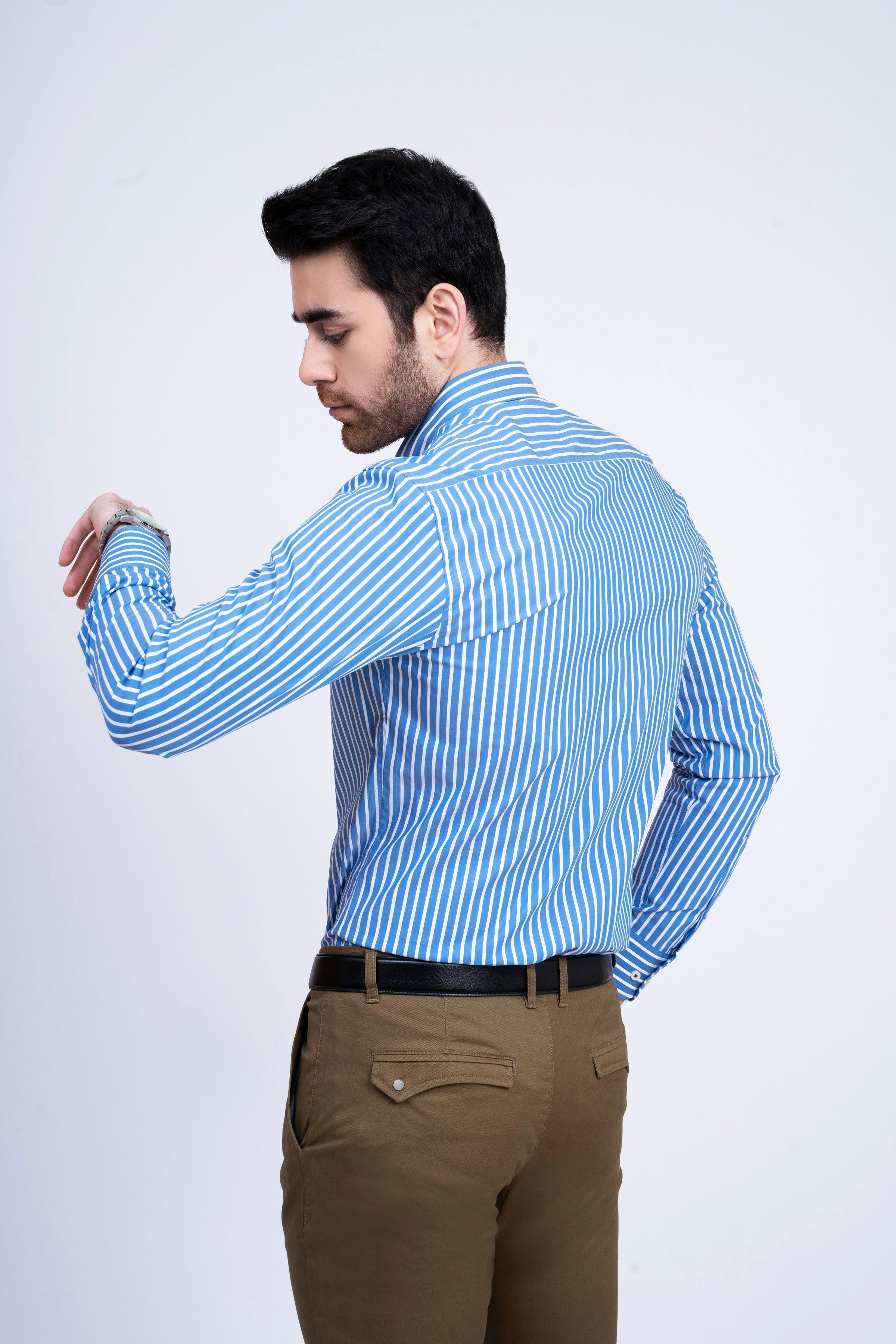 SEMI FORMAL SHIRT BLUE WHITE at Charcoal Clothing