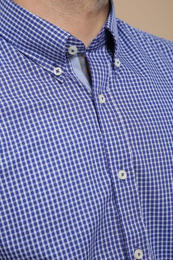 SEMI FORMAL SHIRT BUTTON DOWN FULL SLEEVE NAVY BLUE at Charcoal Clothing