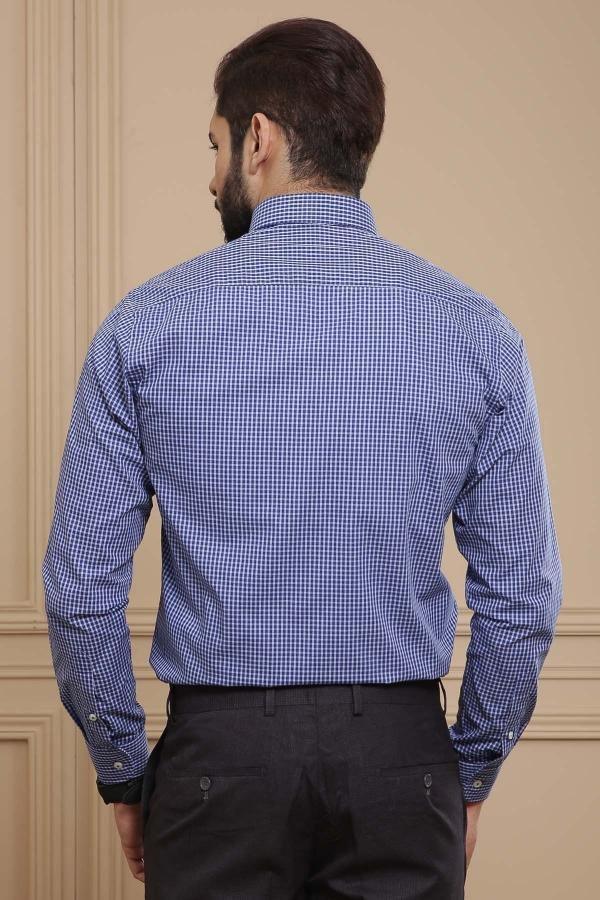 SEMI FORMAL SHIRT BUTTON DOWN FULL SLEEVE NAVY BLUE at Charcoal Clothing
