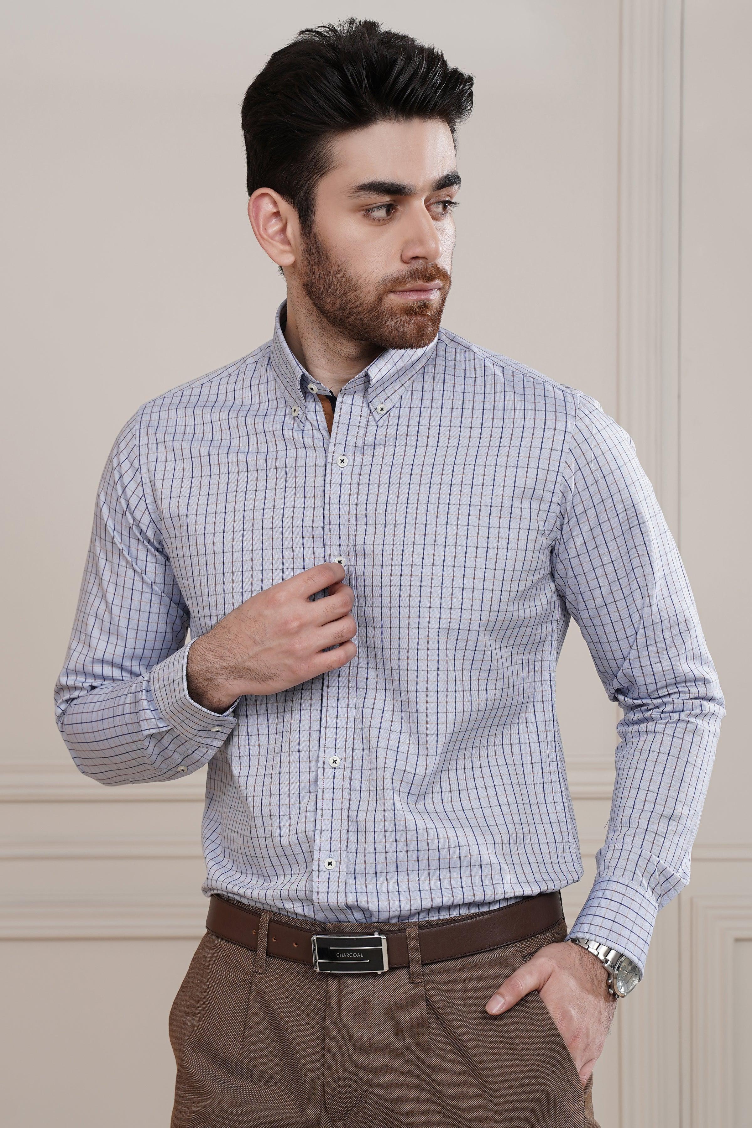 SEMI FORMAL SHIRT CHAMBRAY BLUE at Charcoal Clothing