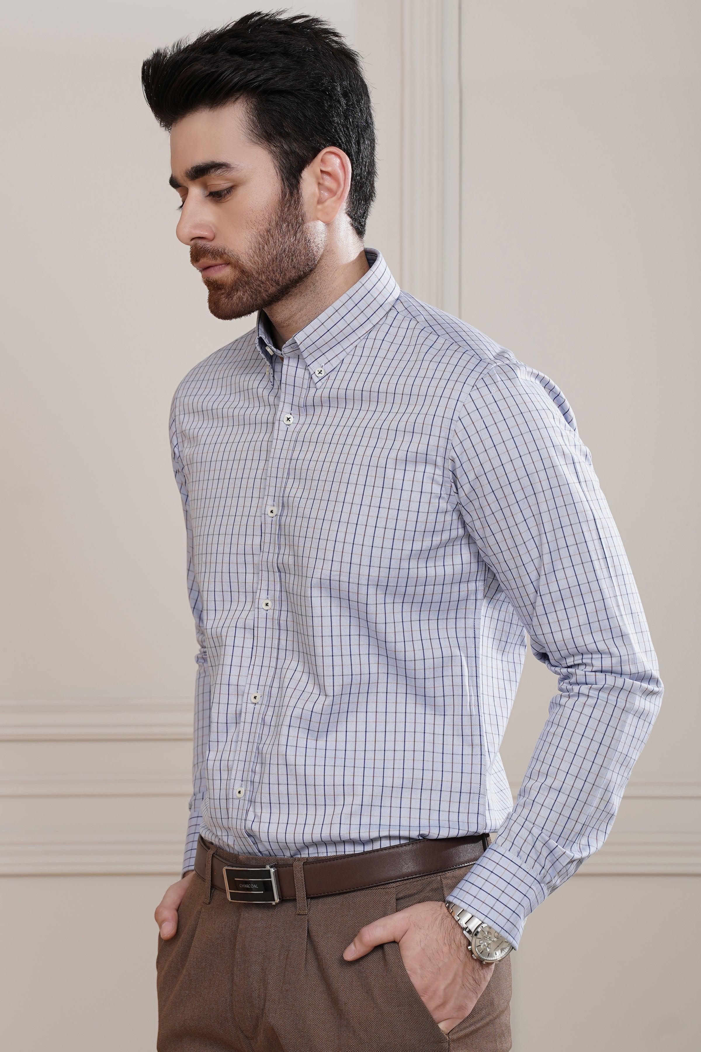 SEMI FORMAL SHIRT CHAMBRAY BLUE at Charcoal Clothing