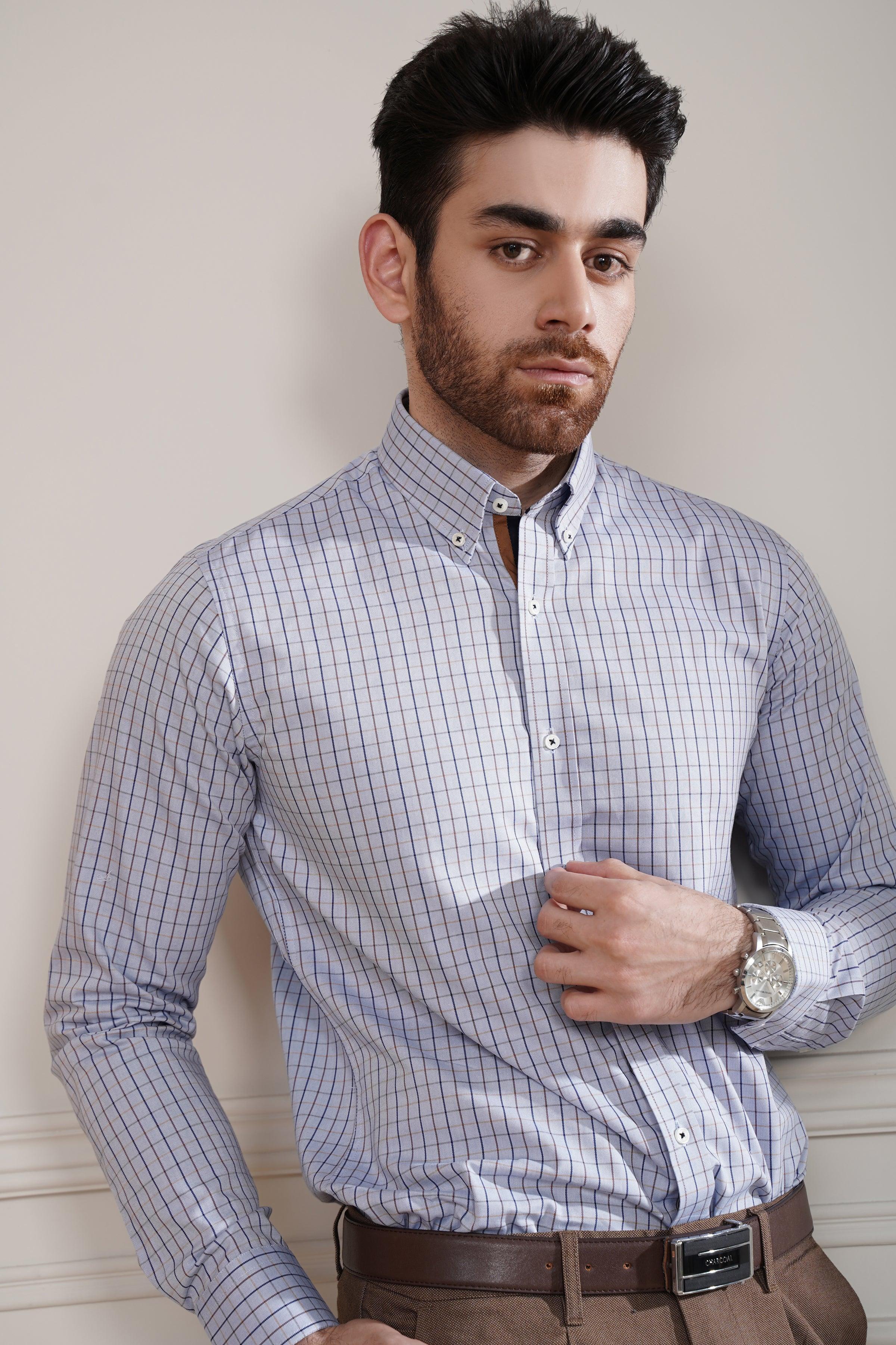 SEMI FORMAL SHIRT CHAMBRAY BLUE at Charcoal Clothing