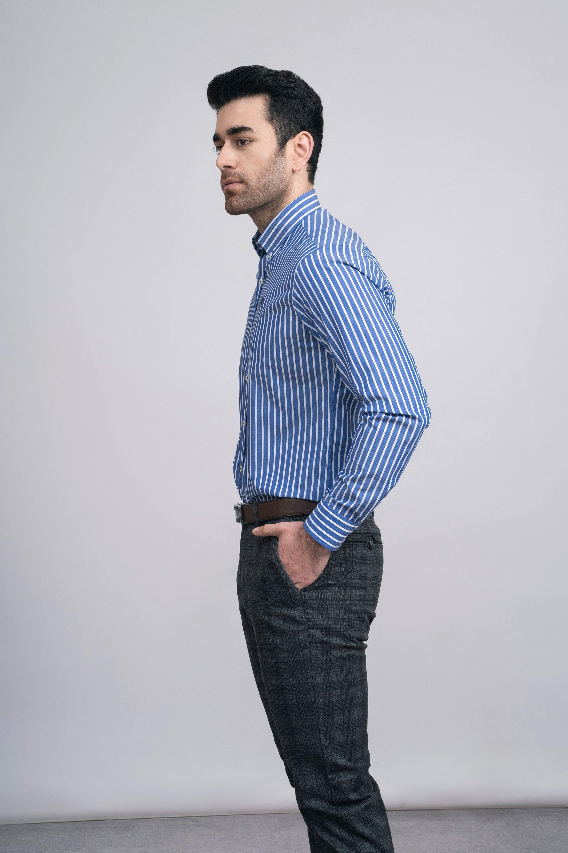 SEMI FORMAL SHIRT F/S BLUE LINE at Charcoal Clothing