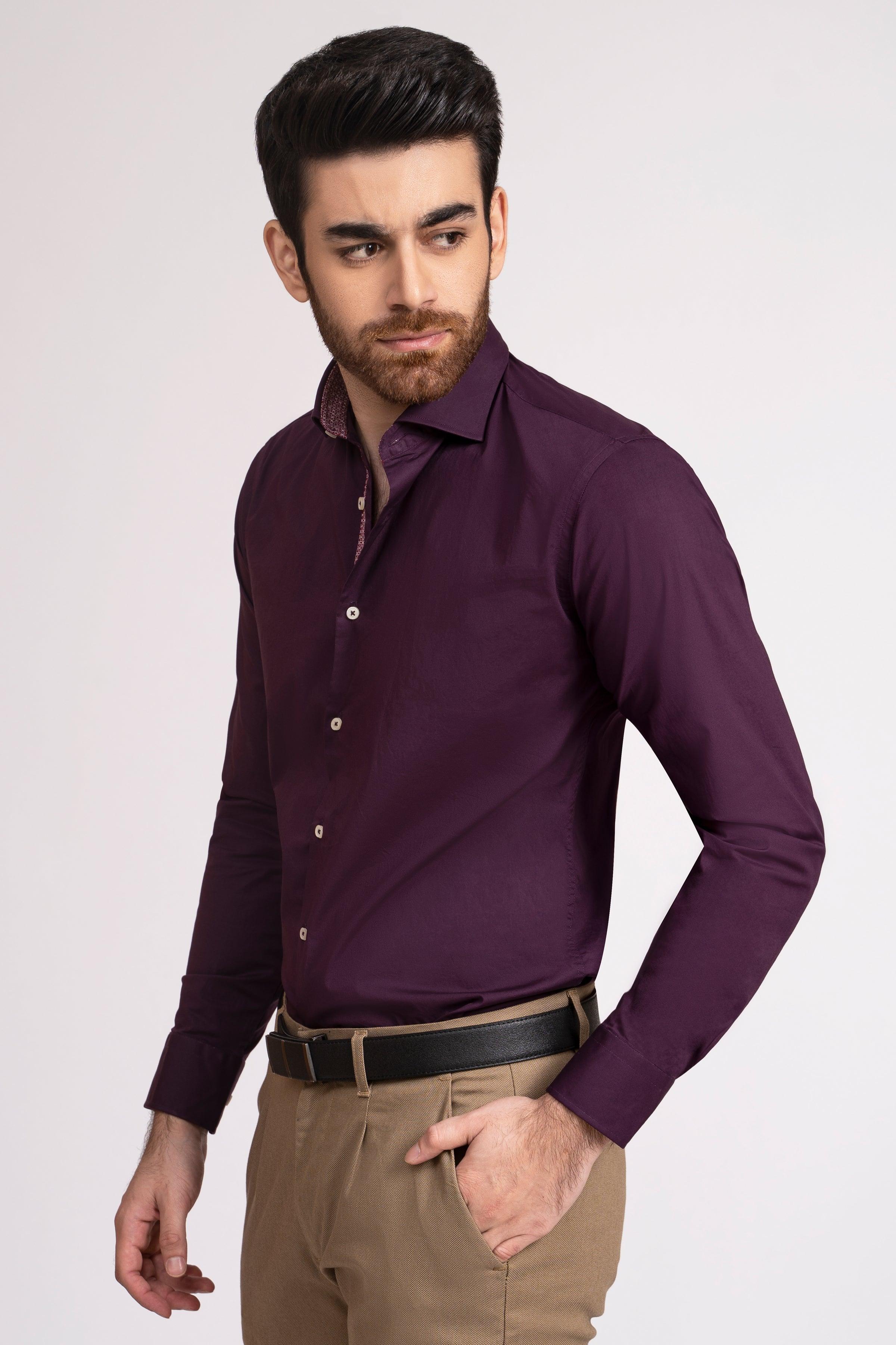 SEMI FORMAL SHIRT FRENCH COLLAR BEET RED at Charcoal Clothing