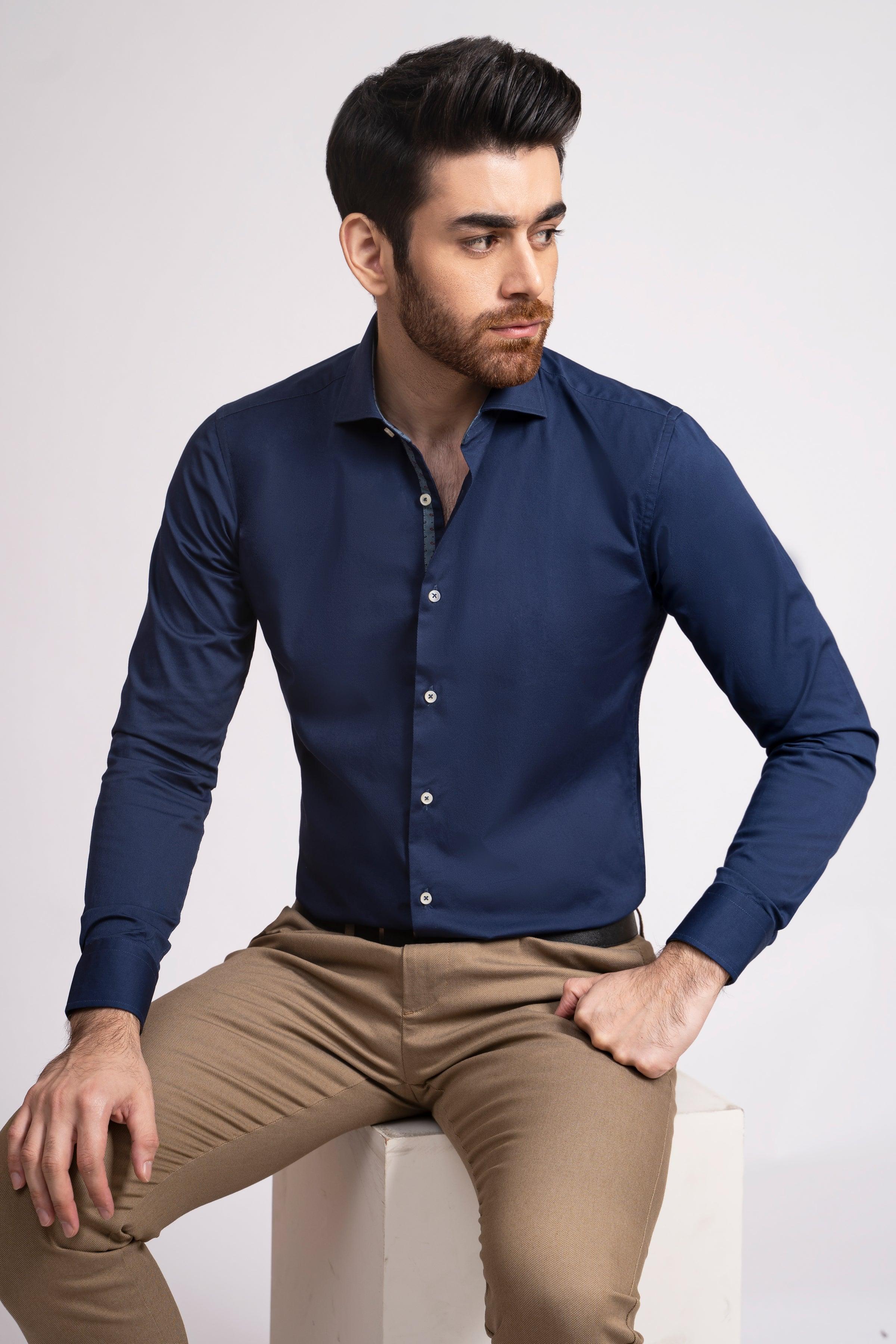 SEMI FORMAL SHIRT FRENCH COLLAR ROYAL BLUE at Charcoal Clothing